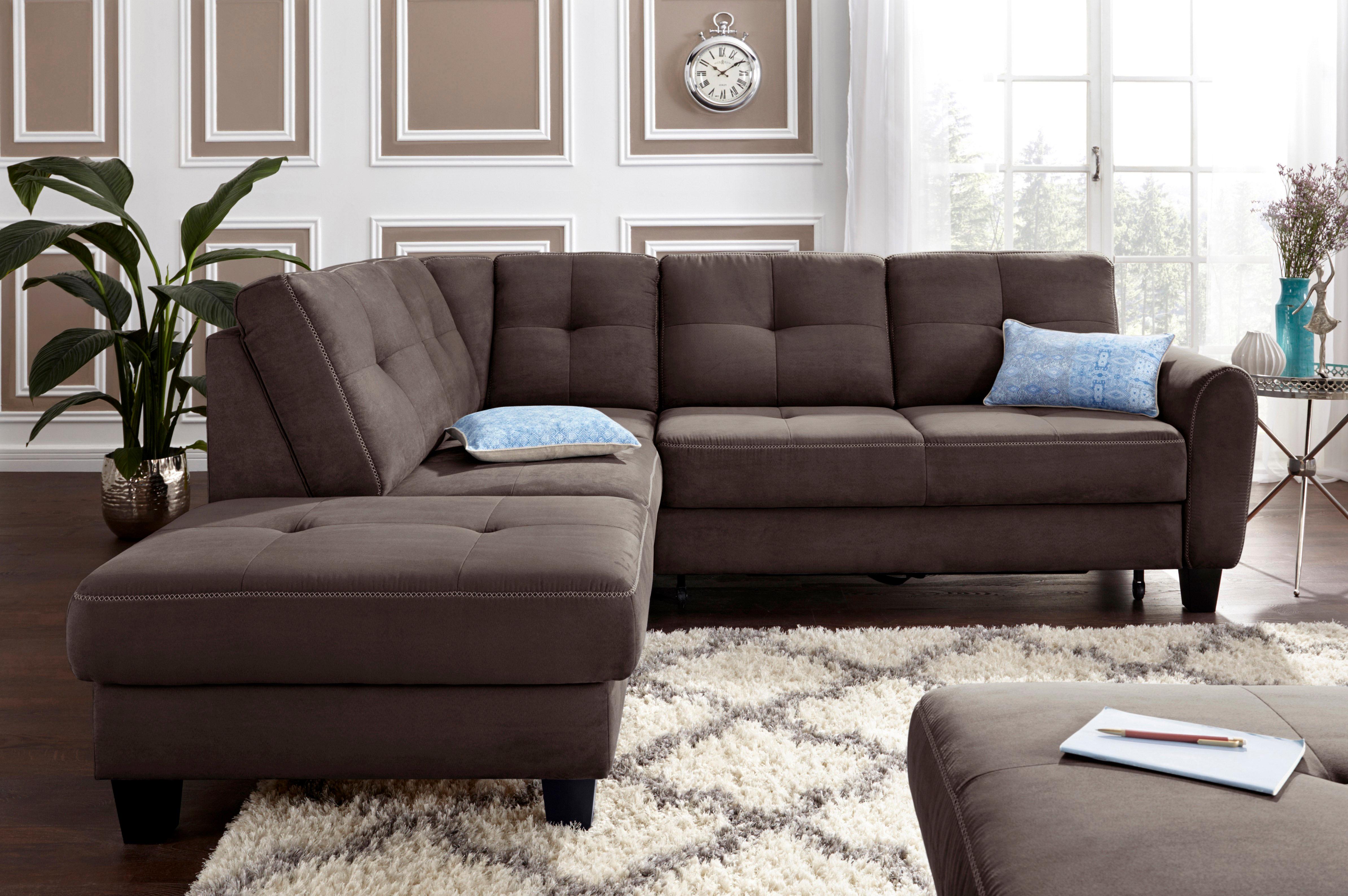 sit&more Ecksofa "Varese L-Form" mit Federkern, wahlweise mit Schlaffunktion und Stauraum
