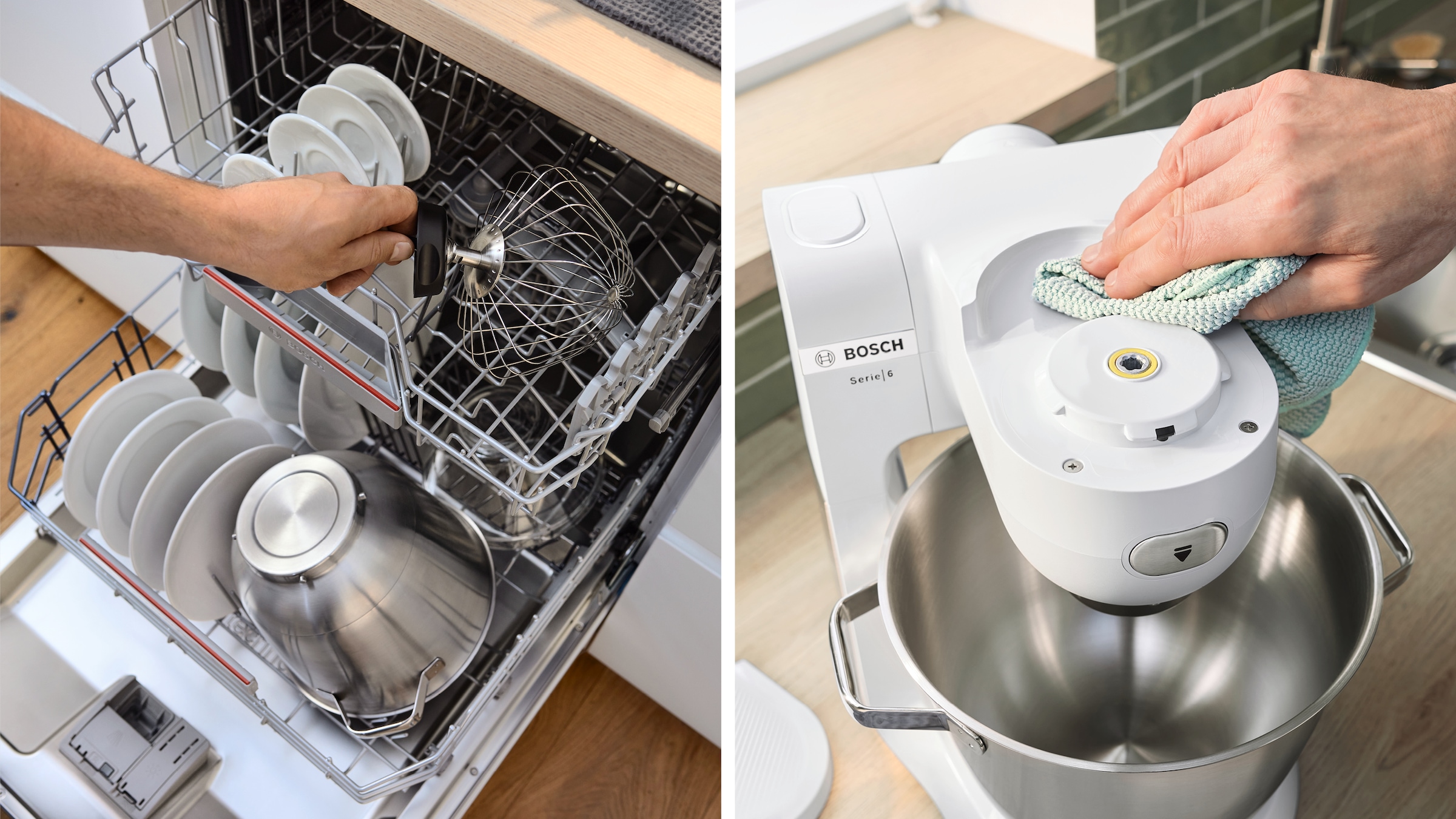 BOSCH Küchenmaschine »Serie 6 MUMS6EW18, 2 Schüsseln (Edelstahl, Kunststoff), Deckel, weiß«, 7 Stufen, Knethaken/Rühr-/Silikonbesen, spülm.fest, Schüssel BPA-frei