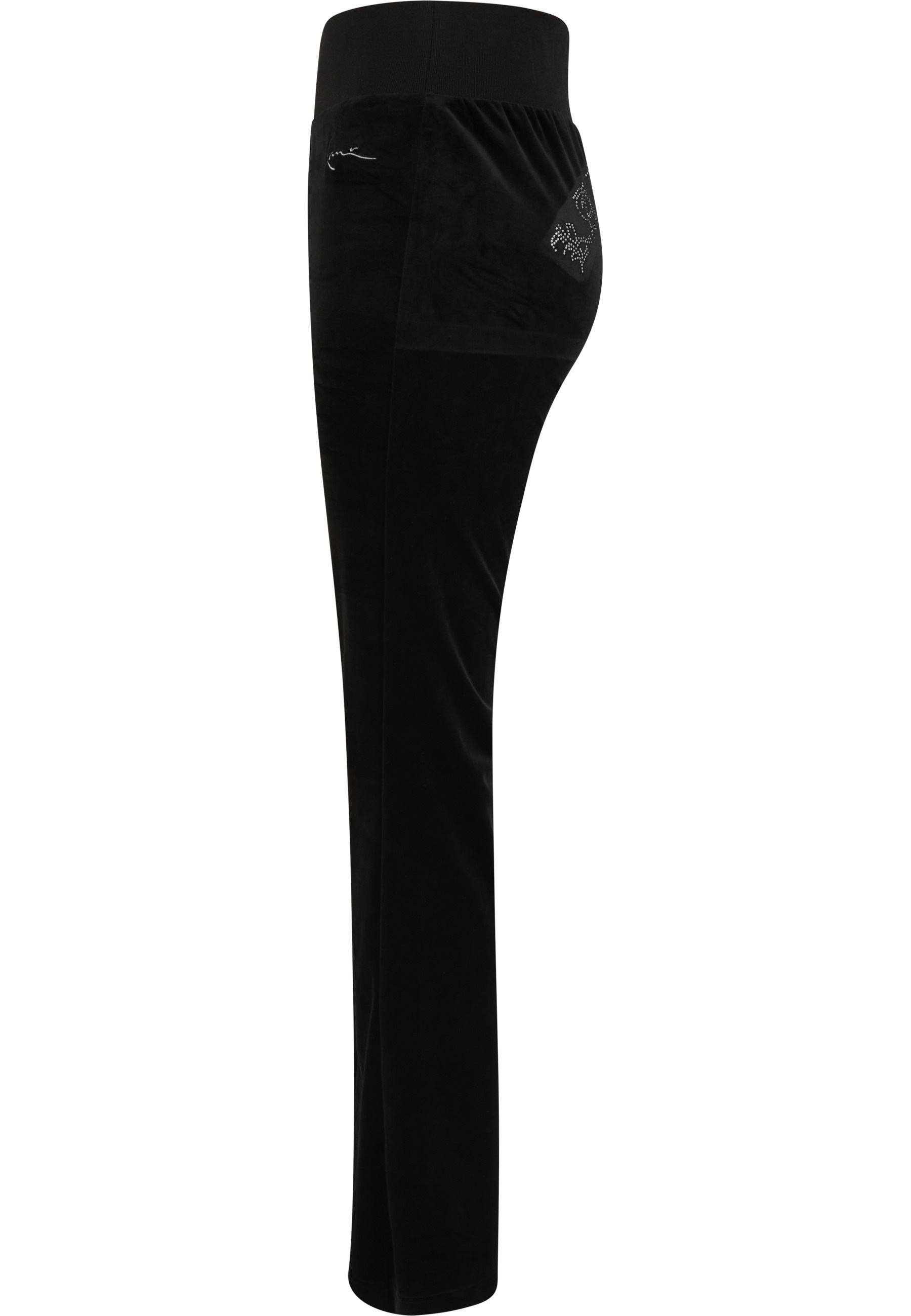 Jogginghose KARL KANI "Karl Kani Signature Rhinestone Velours Trackpants", Damen, Gr. M, US-Größen, schwarz, 93% Polyester, 7% Elasthan, slim fit, Hosen Jogginghose 3