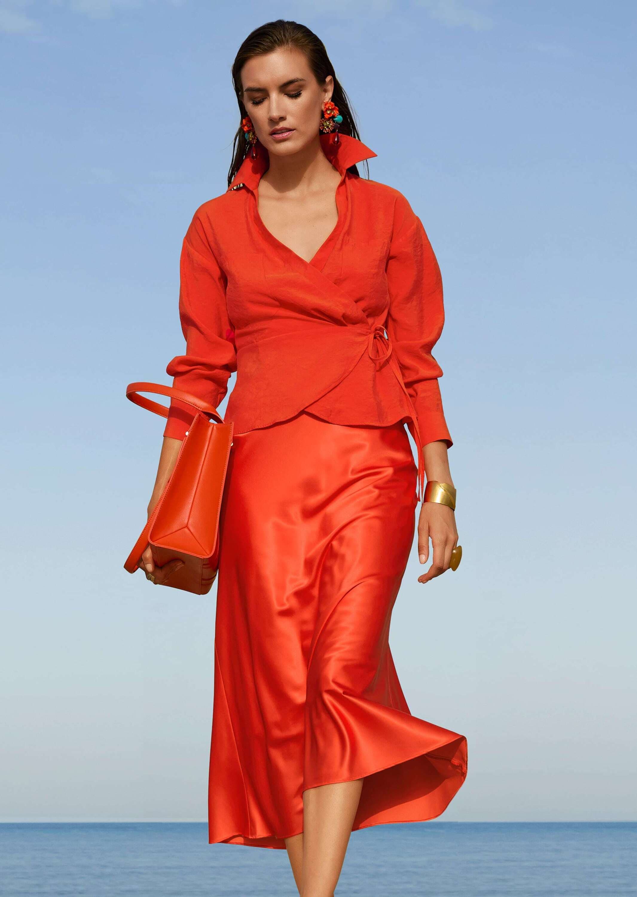 MADELEINE Langarmbluse »Bluse Wickelbluse mit Schößchen«