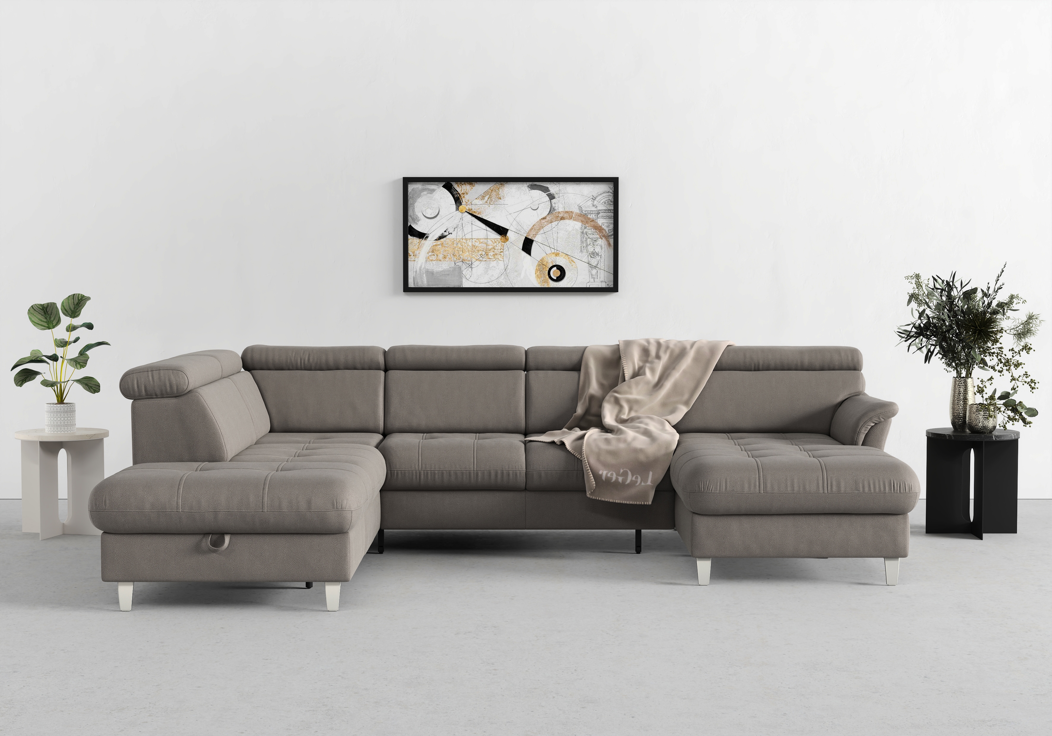 sit&more Wohnlandschaft "Marano U-Form" inklusive Kopfteilverstellung, optional Schlaffunktion & Bettkasten