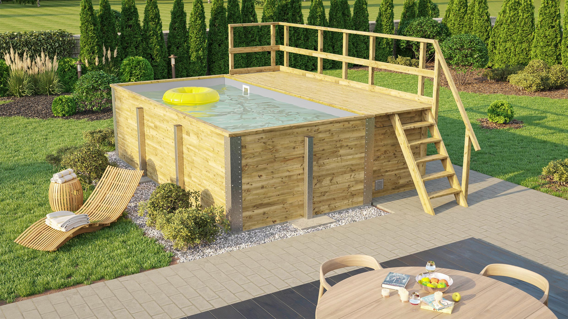 weka Rechteckpool "595 Gr. 1 mit Sonnendeck und Technikraum" BxLxH: 309x416 günstig online kaufen