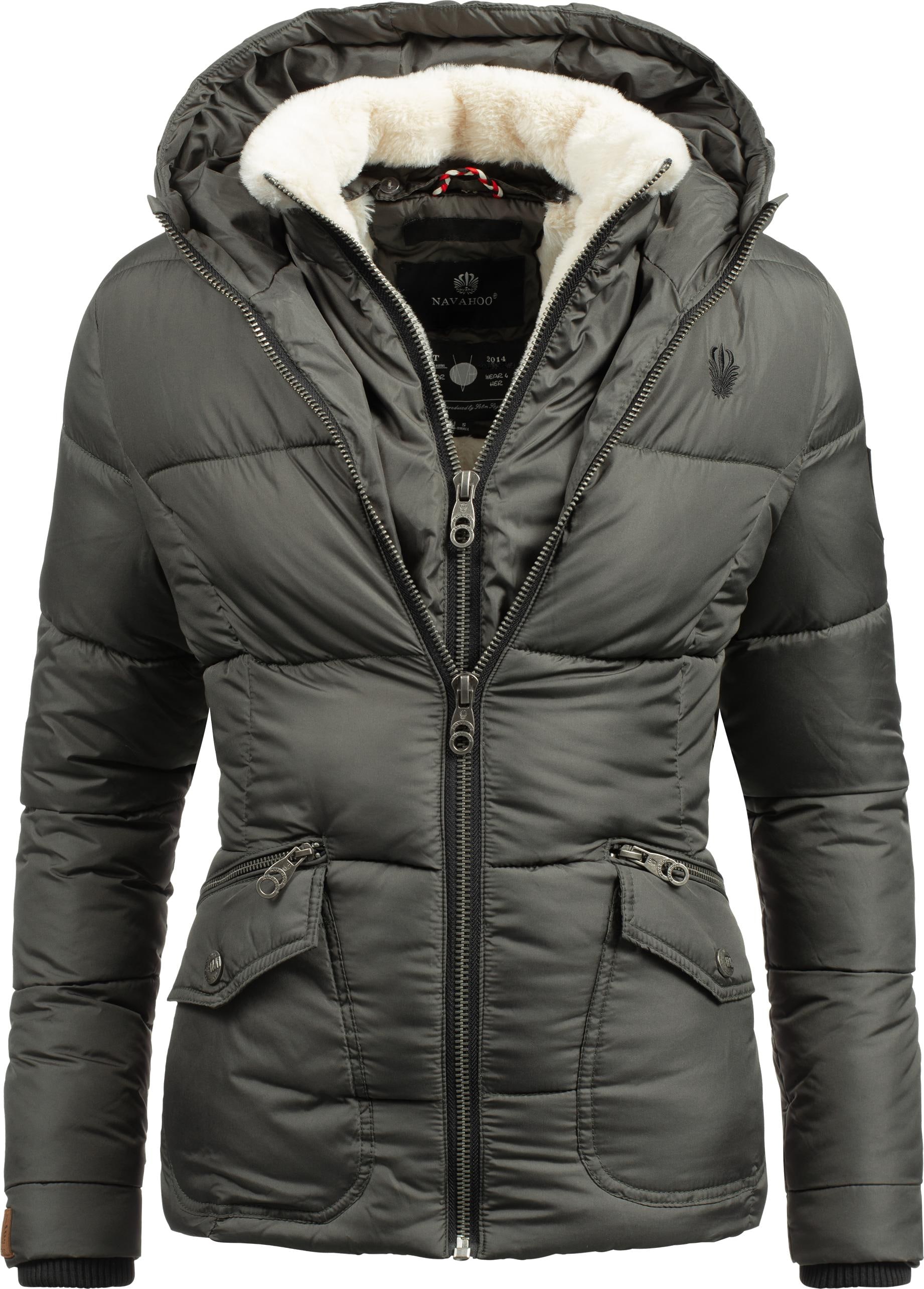 Navahoo Winterjacke "Megan", mit Kapuze, stylische Damen Steppjacke mit Teddyfutter