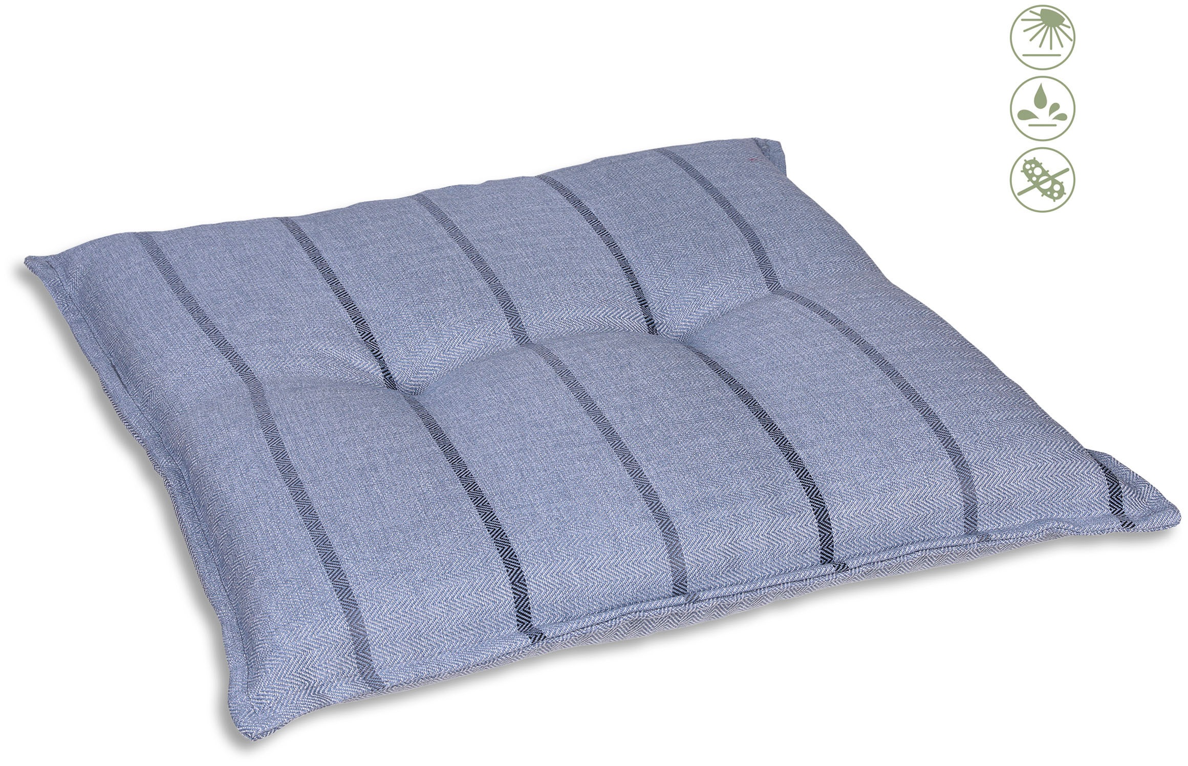 Hockerauflage GO-DE, B:50cm H:50cm T:48cm, blau, Olefin (Polypropylen), Polsterauflagen, "Hockerauflage", Olefin