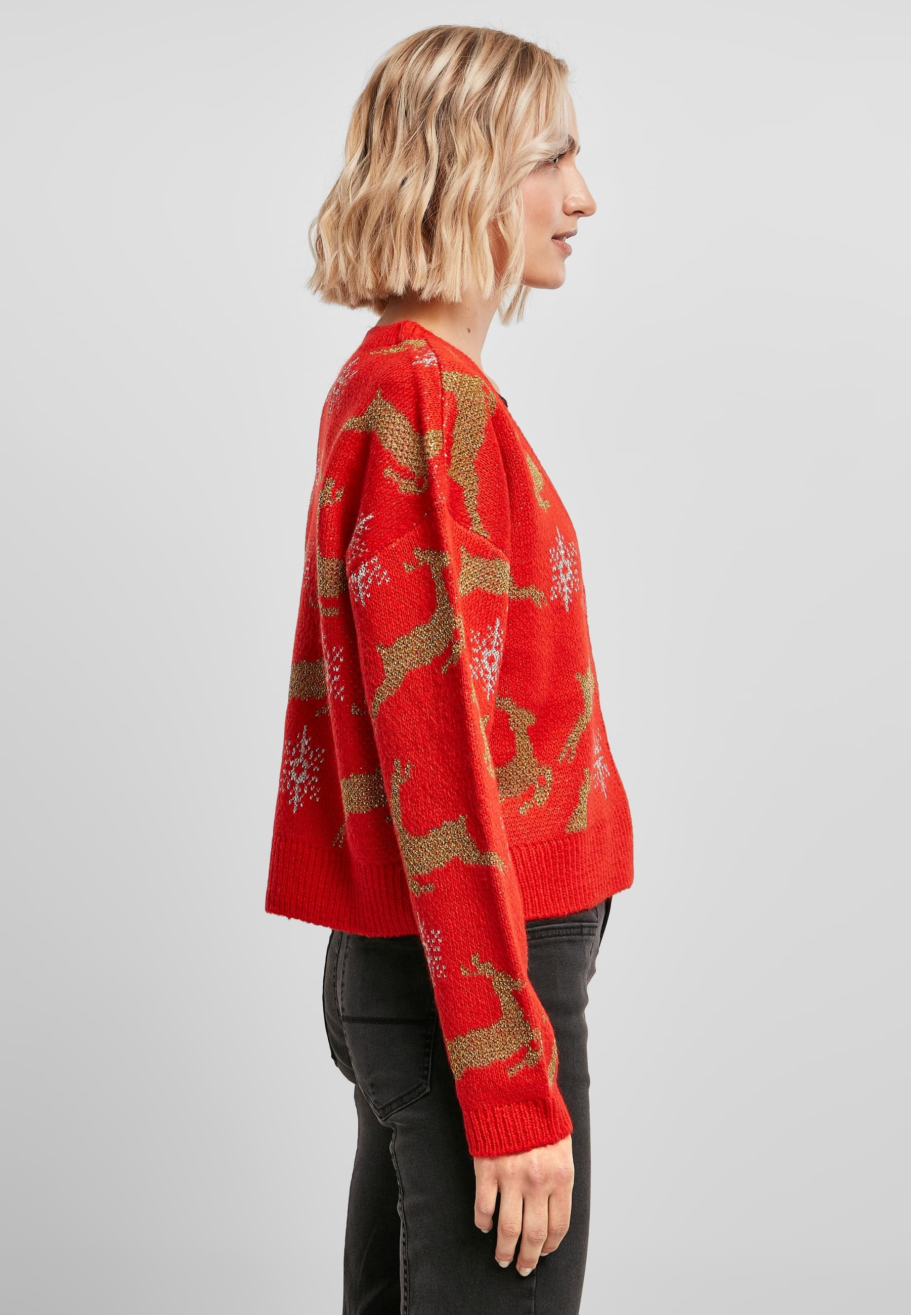 URBAN CLASSICS Cardigan »Urban Classics Damen Ladies Short Oversized Christmas Cardigan«