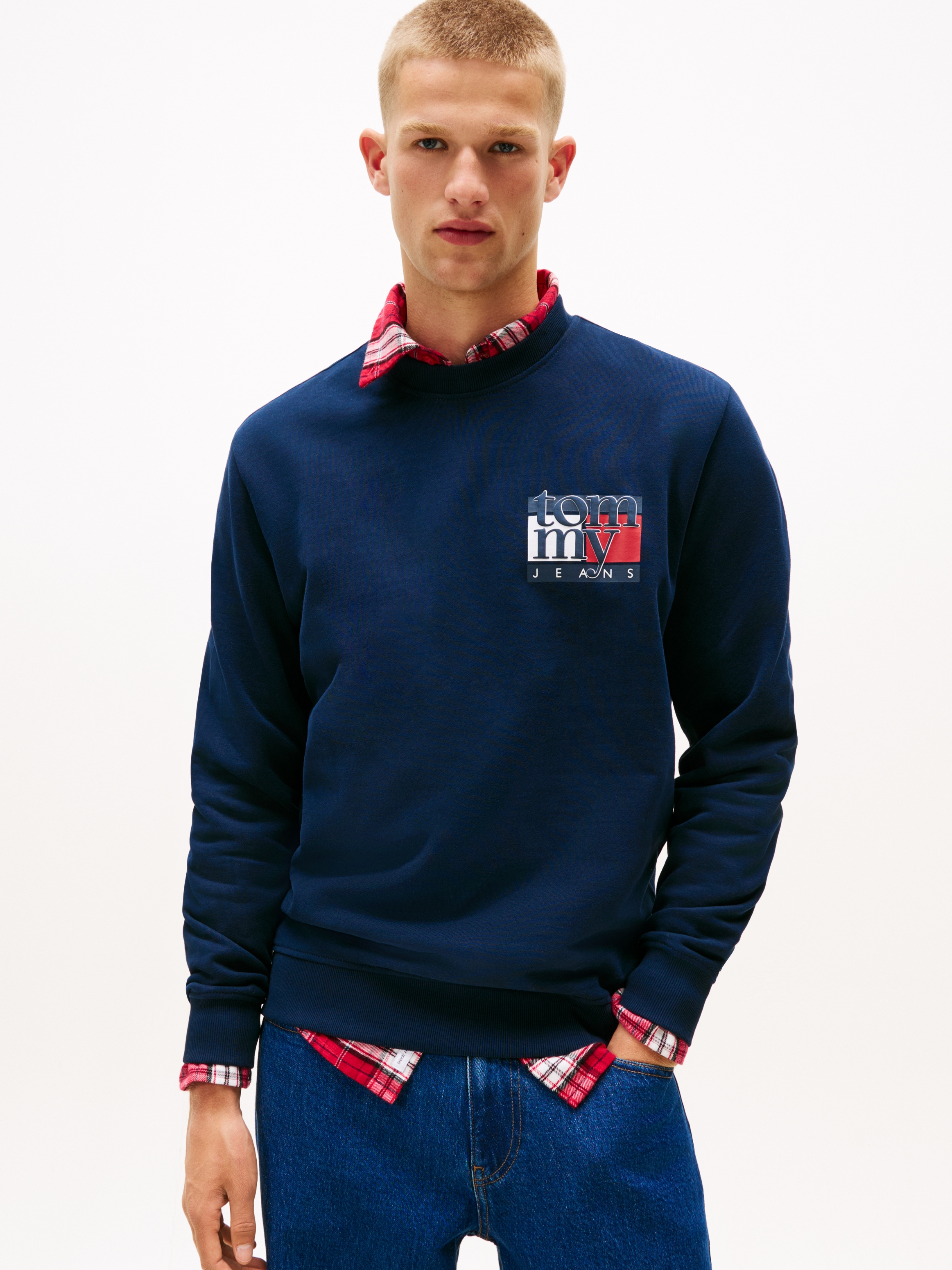Tommy Jeans Sweatshirt "TJM RWB FLAG", Rundhals, regular fit, Print, Rippbü günstig online kaufen