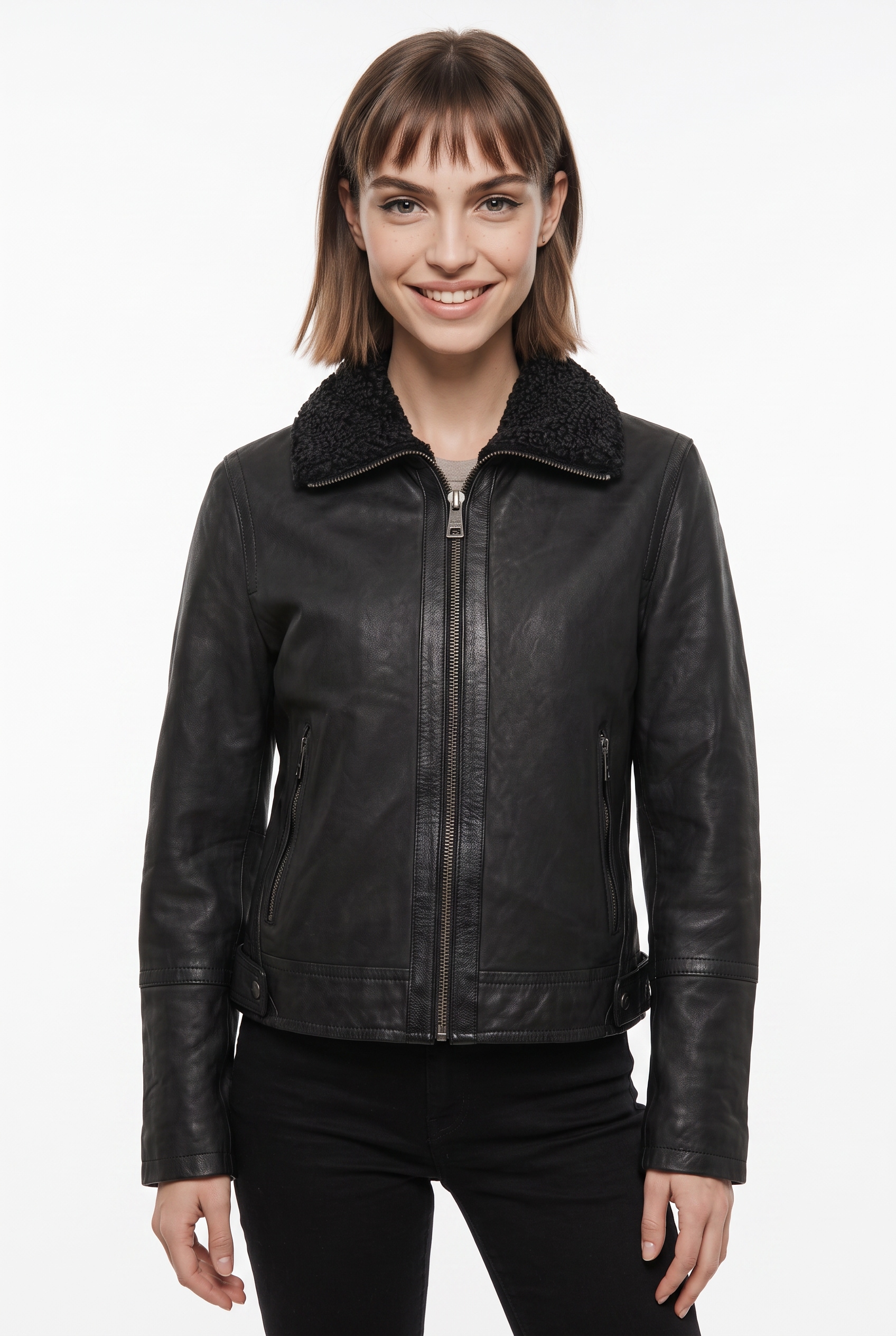 Mauritius Lederjacke "MWIskra" mit Teddyfell-Kragen