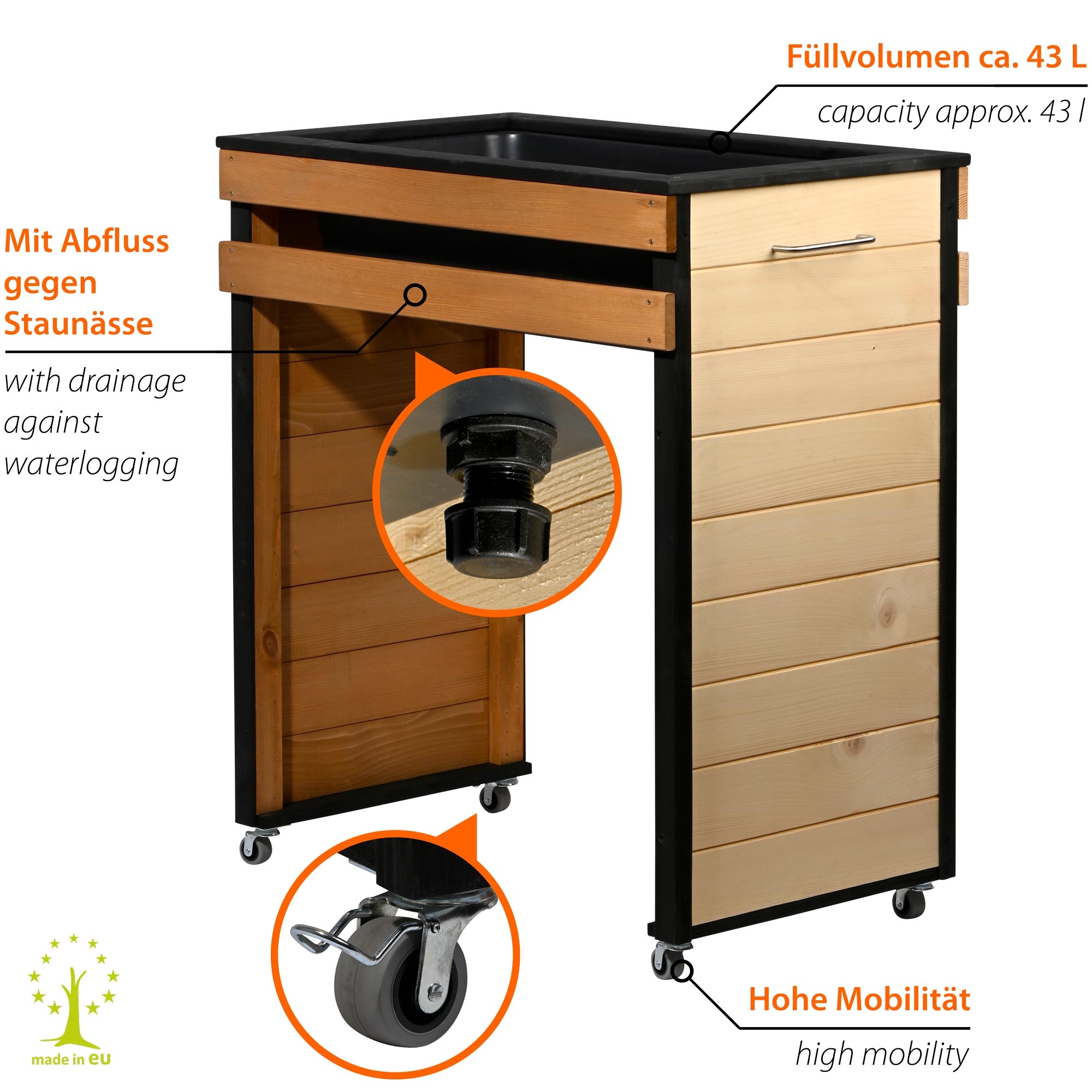 dobar Hochbeet »"Wheely" auf Rollen Gr. M« Das Hochbeet ist ca. 77 x 47 x 88 cm (L x B x H) groß
