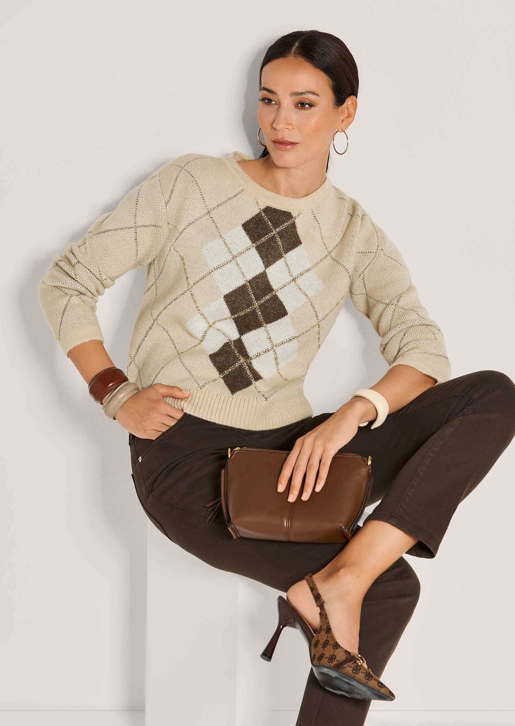 MADELEINE Longpullover »Pullover Strickpullover mit Argyle-Muster«