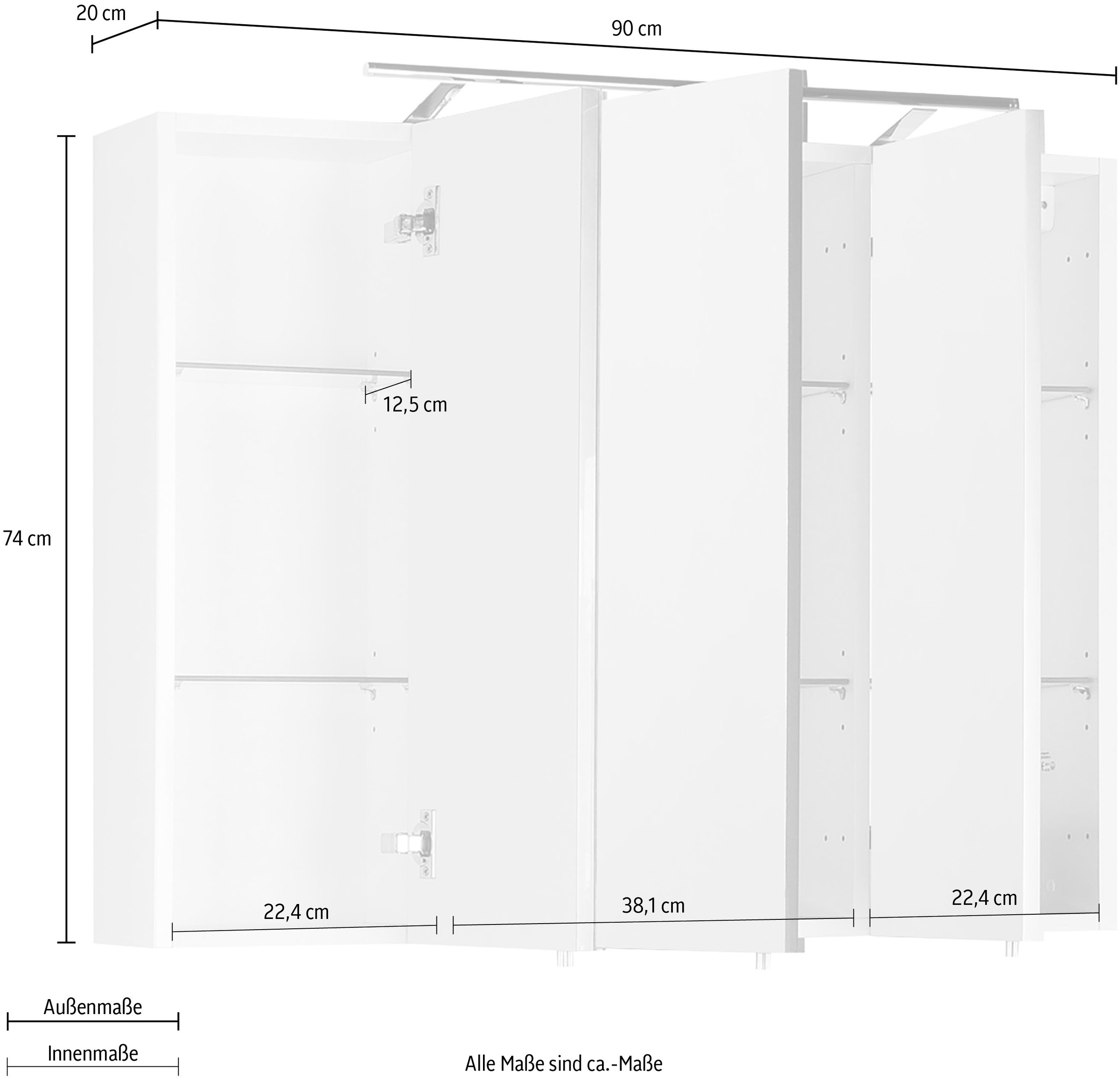 MARLIN Spiegelschrank »3040«, Breite 90 cm