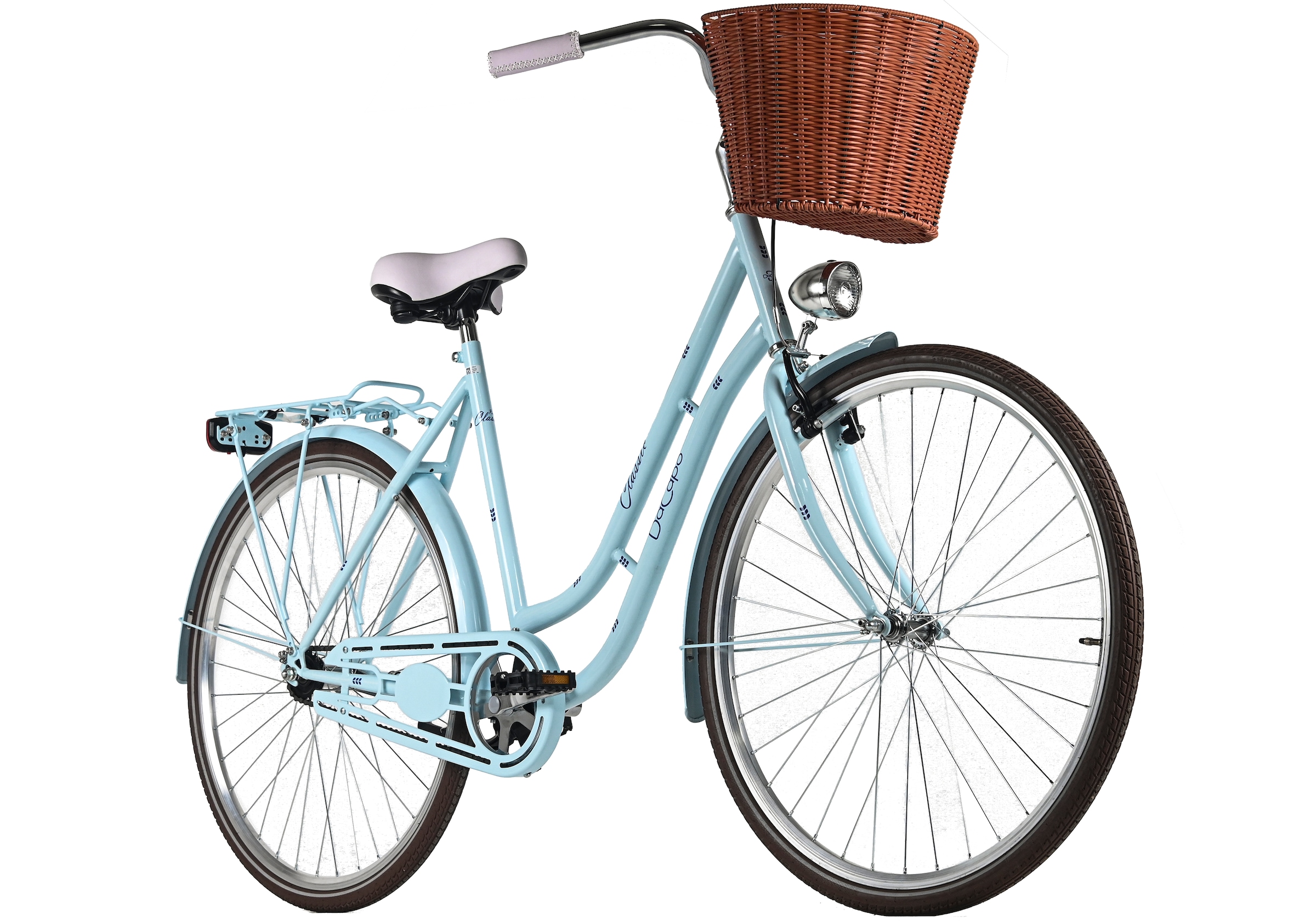 Dacapo Cityrad »Damenrad 28'' Classic Premium Blau 1 Gang RH 53 cm mit Korb« 1 Gang ohne Schaltung