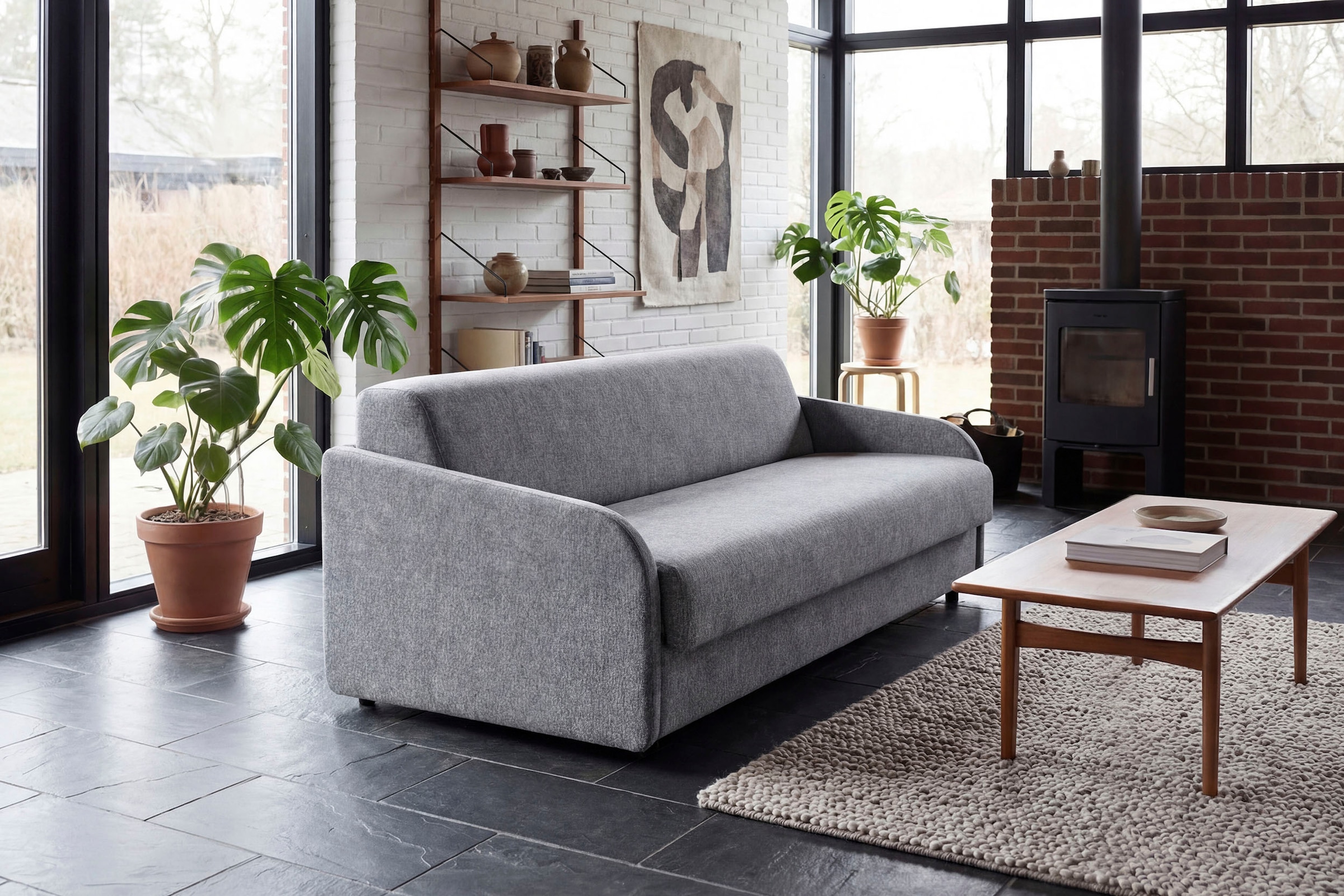 INNOVATION LIVING ™ 3,5-Sitzer "Eivor, hochwertige Dauerschlaffunktion, bequem und komfortabel" Schlafsofa mit innenliegender Schlafmatratze und schmalen Armlehnen