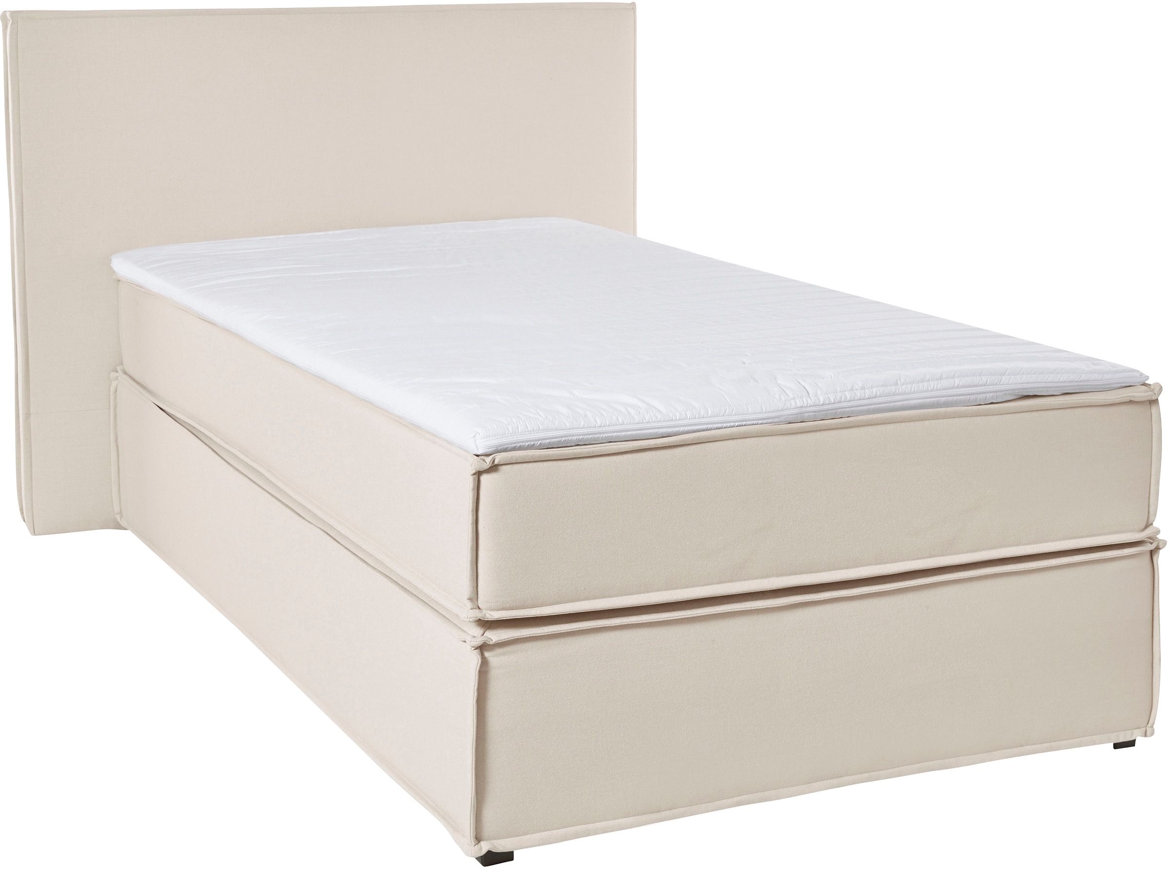 Boxspringbett "Yuma", beige, B:133cm L:213cm, 100% Polyester, LEGER HOME BY LENA GERCKE, Komplettbetten, Boxspringbett, incl. Topper, in 4 Breiten, 3 Matratzenarten und je 2 Härtegraden 2