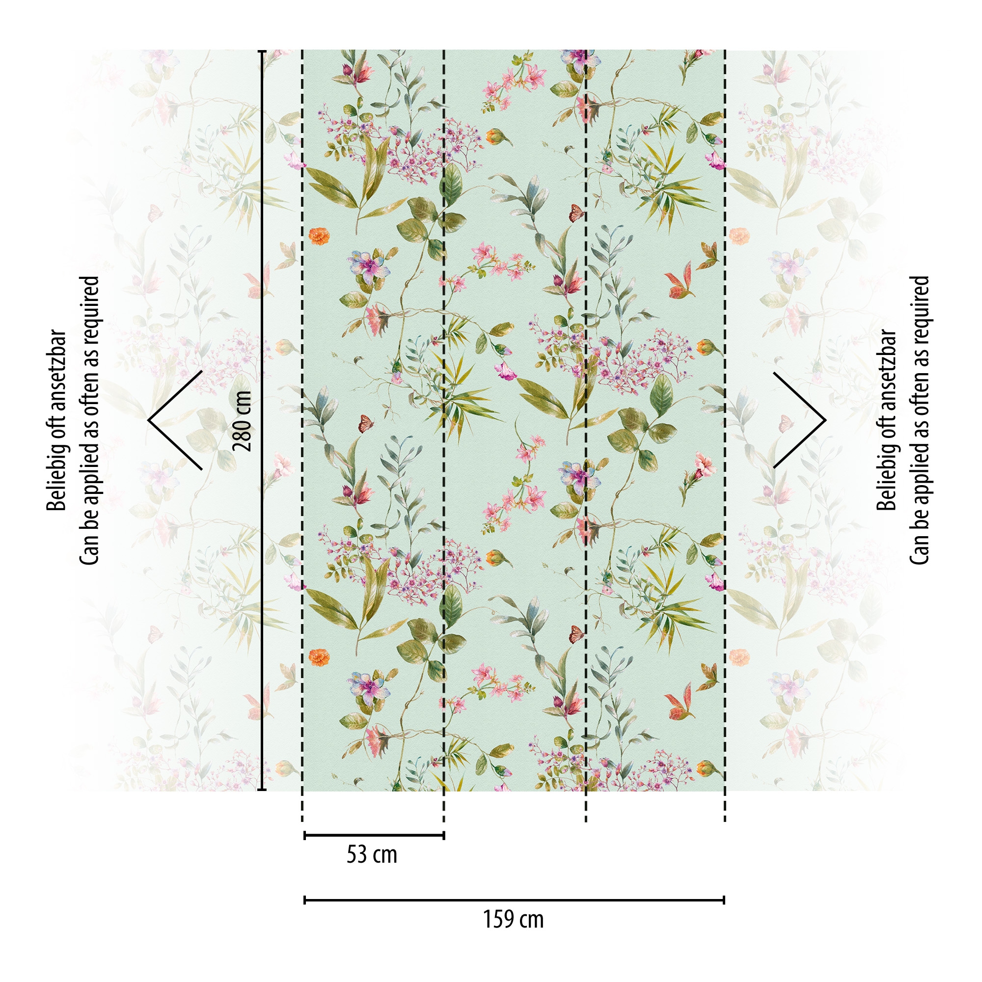 living walls Fototapete »THE WALL III Blumen-Tapete Motivtapete Blümchen Blumen«, matt, Vliestapete floral für Schlafzimmer Küche Wohnzimmer Blumen Design