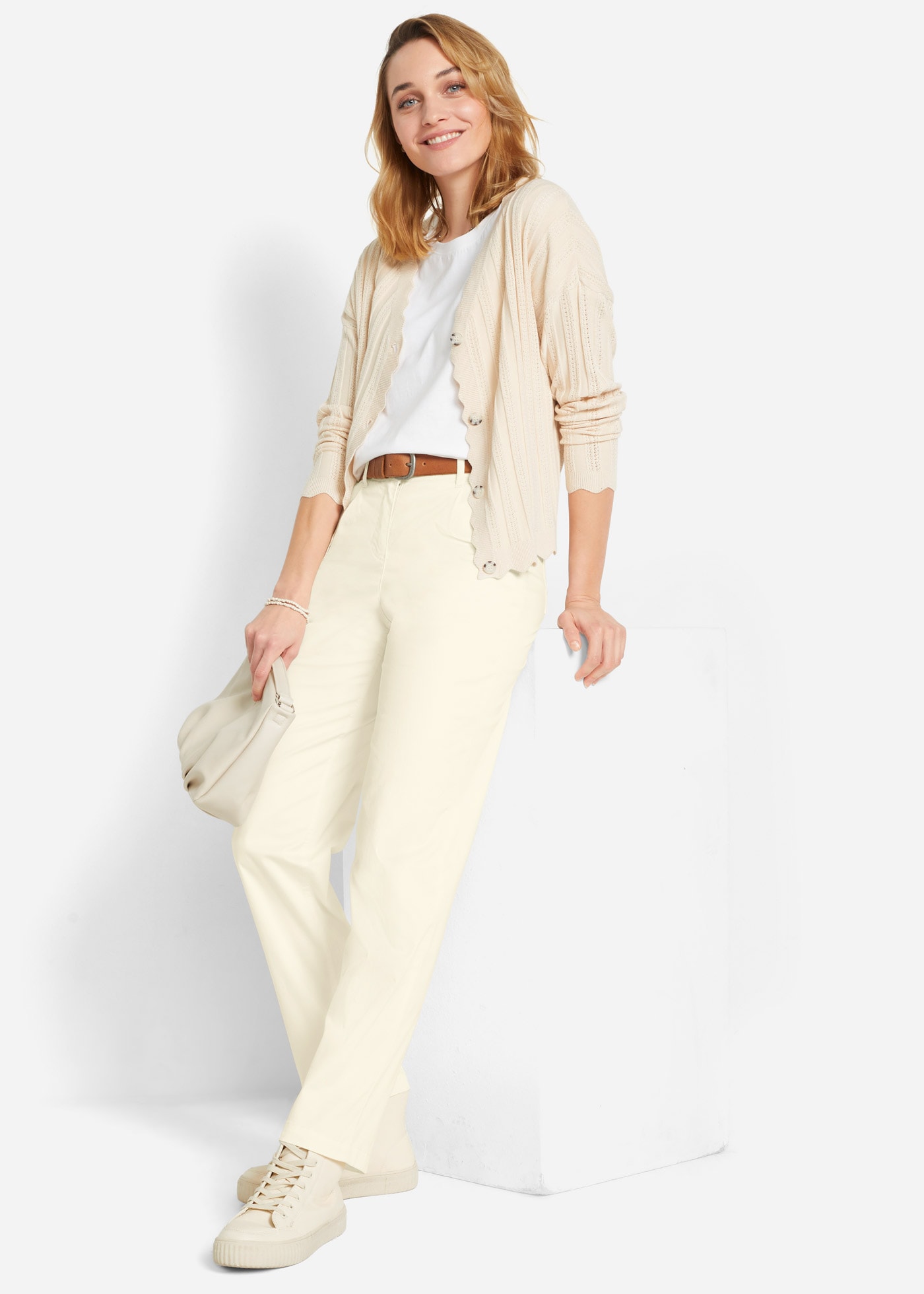 bonprix Strickjacke Oversize-Passform, mit Ajour-Muster, für festlichen Look