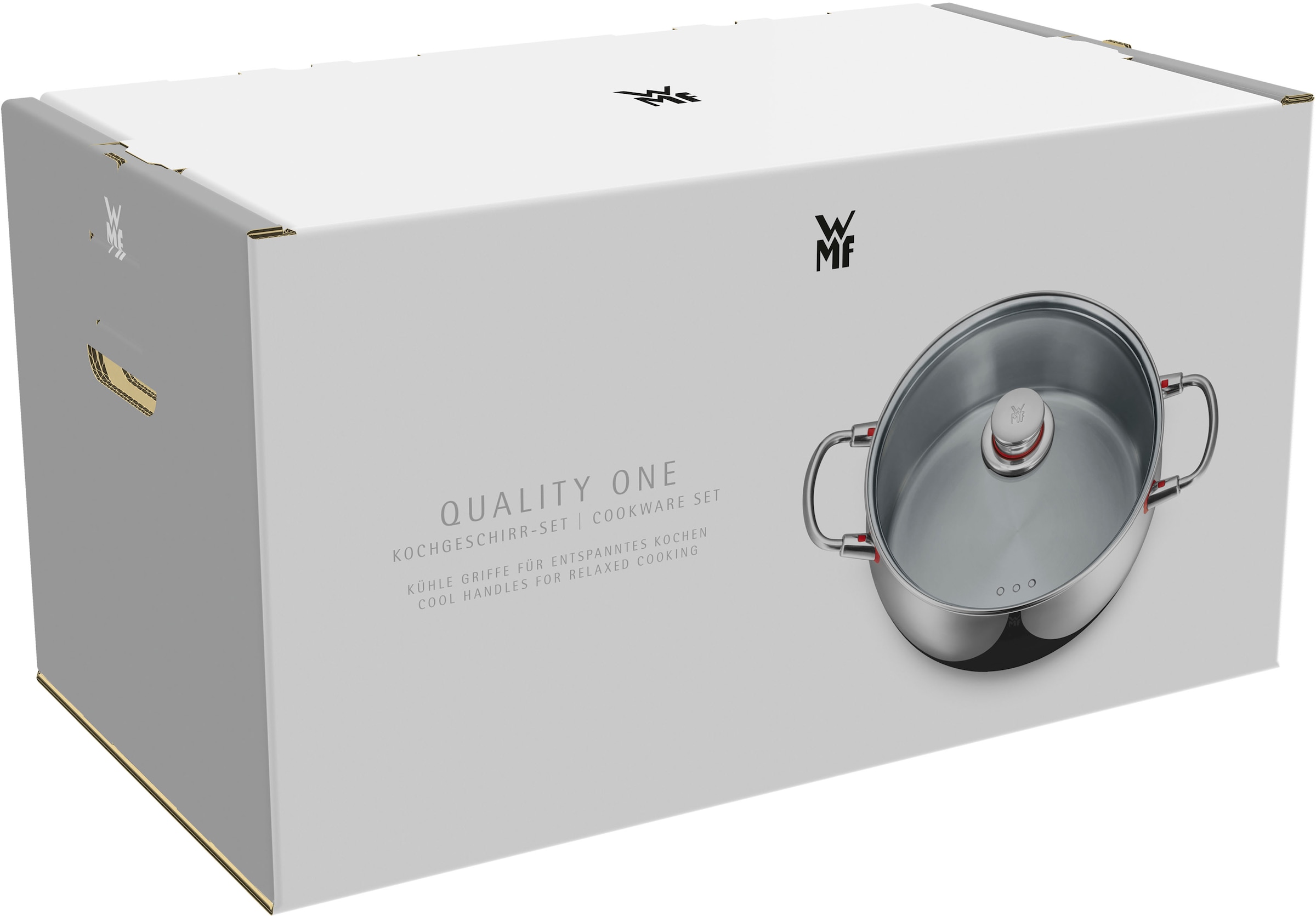 WMF Topf-Set »Quality One«, Cromargan® Edelstahl Rostfrei 18/10, (Set, 11 tlg.), Cool+ Technologie für wärmereduzierte Griffe, breiter Schüttrand
