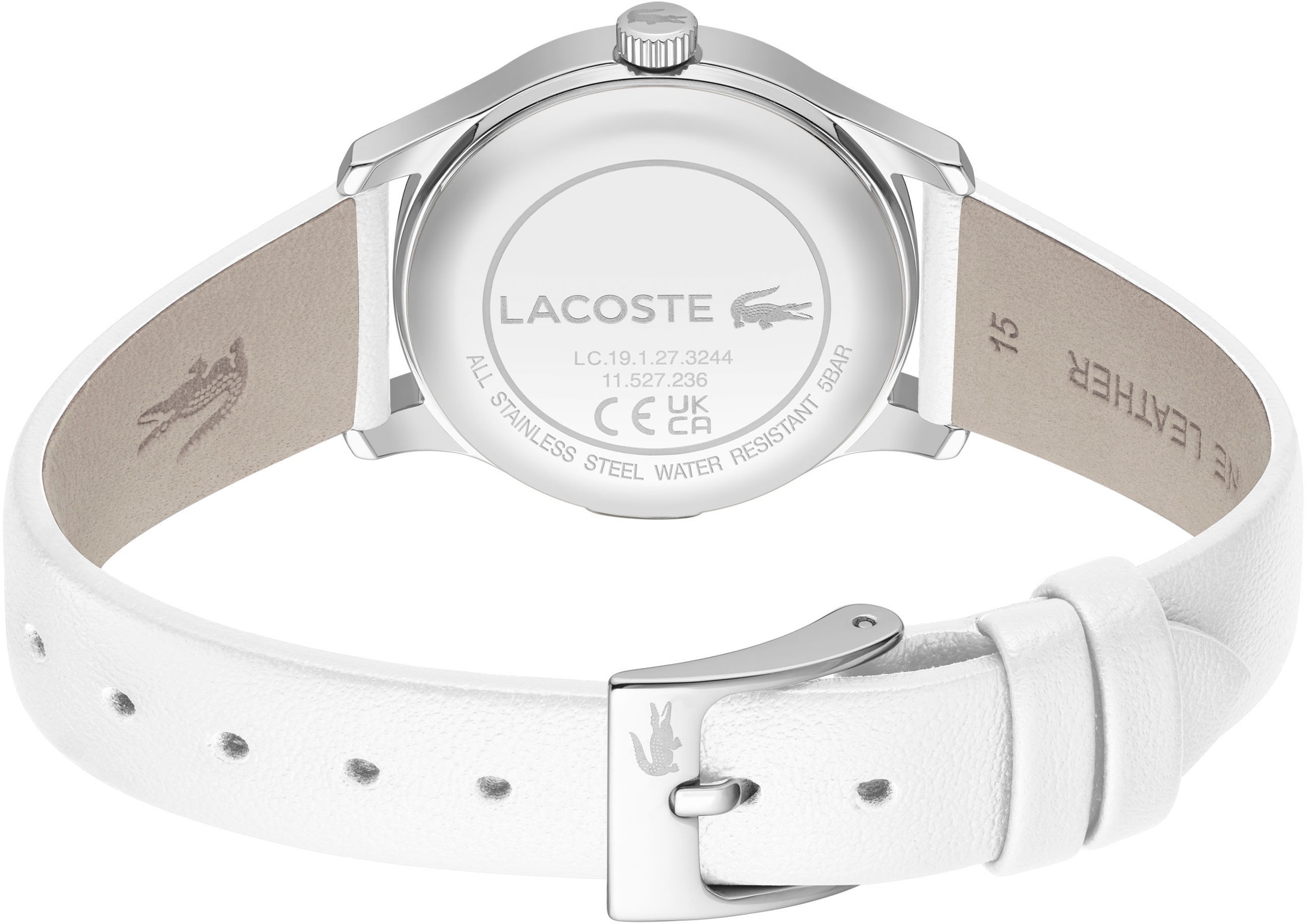 Lacoste Quarzuhr »ELYSE«, Armbanduhr, Damenuhr, Lederarmband, analog