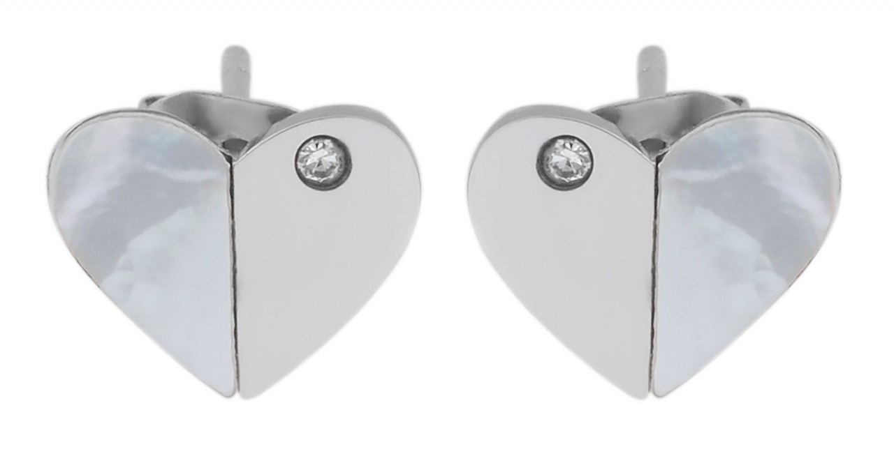 Adelia´s Paar Ohrhänger »Damen Ohrstecker aus poliertem Edelstahl mit Herz und Strass«