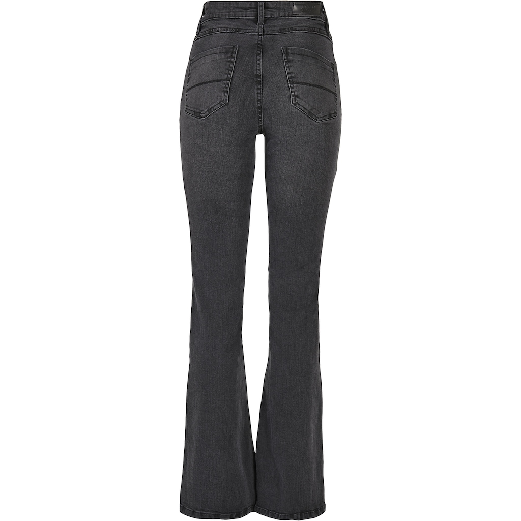 URBAN CLASSICS Bequeme Jeans »Urban Classics Damen Ladies High Waist Flared Denim Pants«, (1 tlg.)