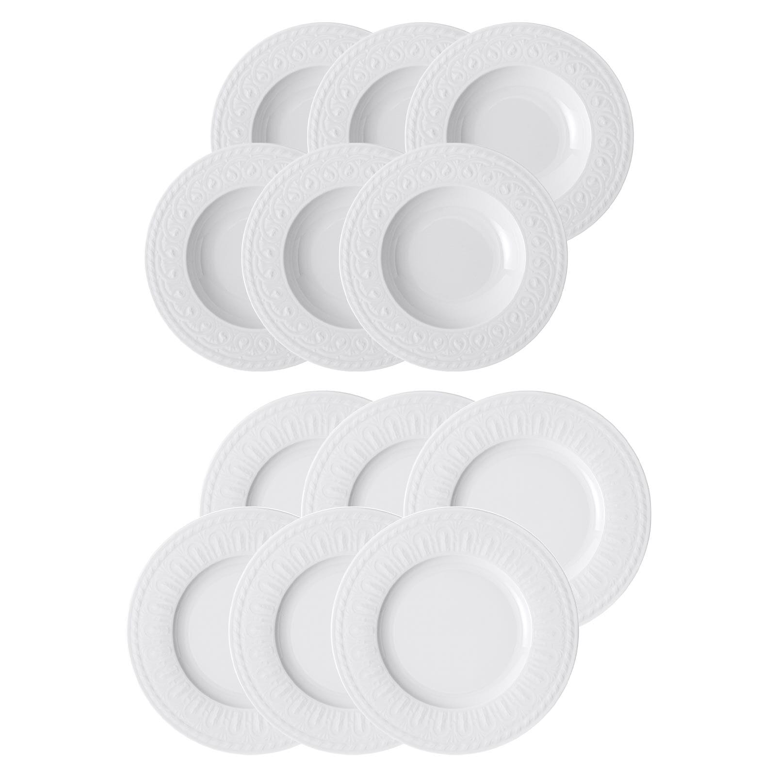Villeroy & Boch Geschirr-Set "Tafelservice Cellini 12er Set weiß" Spülmaschinengeeignet, Mikrowellenfest