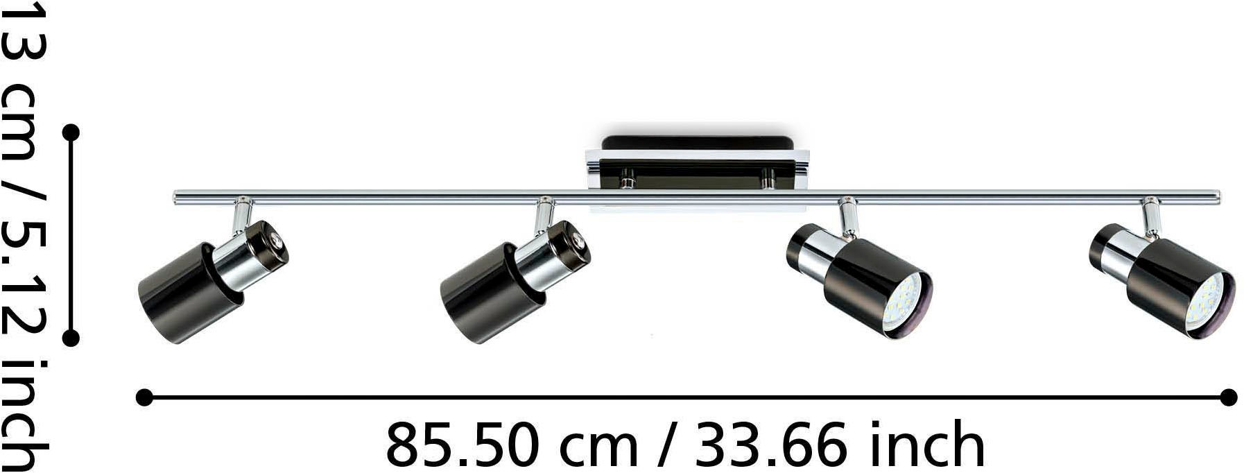 EGLO Deckenleuchte »Davida 1 Deckenlampe, Deckenspot aus Metall, Wohnzimmerlampe, GU10« GU10 1 Stk. Spot - L78 x B7 cm - nickel-nero - 4X4,6W inkl.