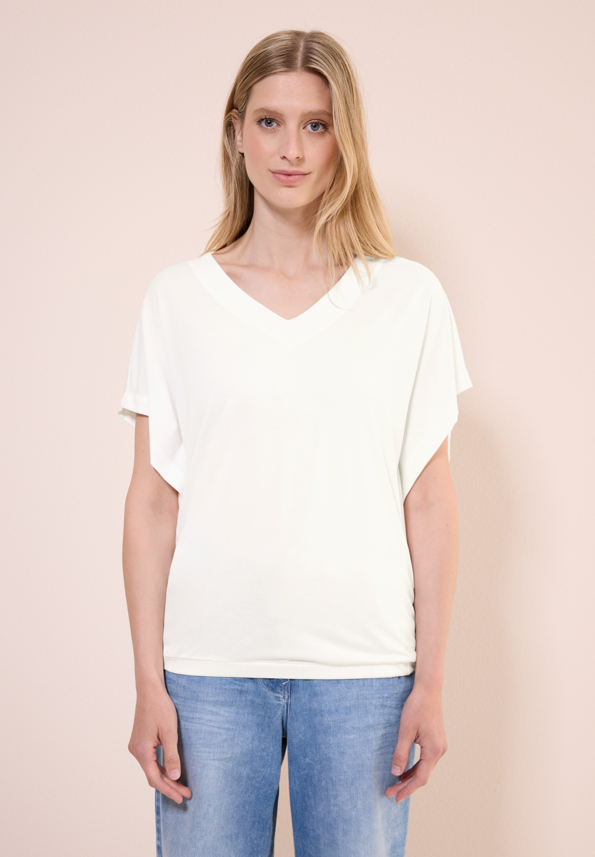 Cecil V-Shirt, mit Elastiksaum günstig online kaufen
