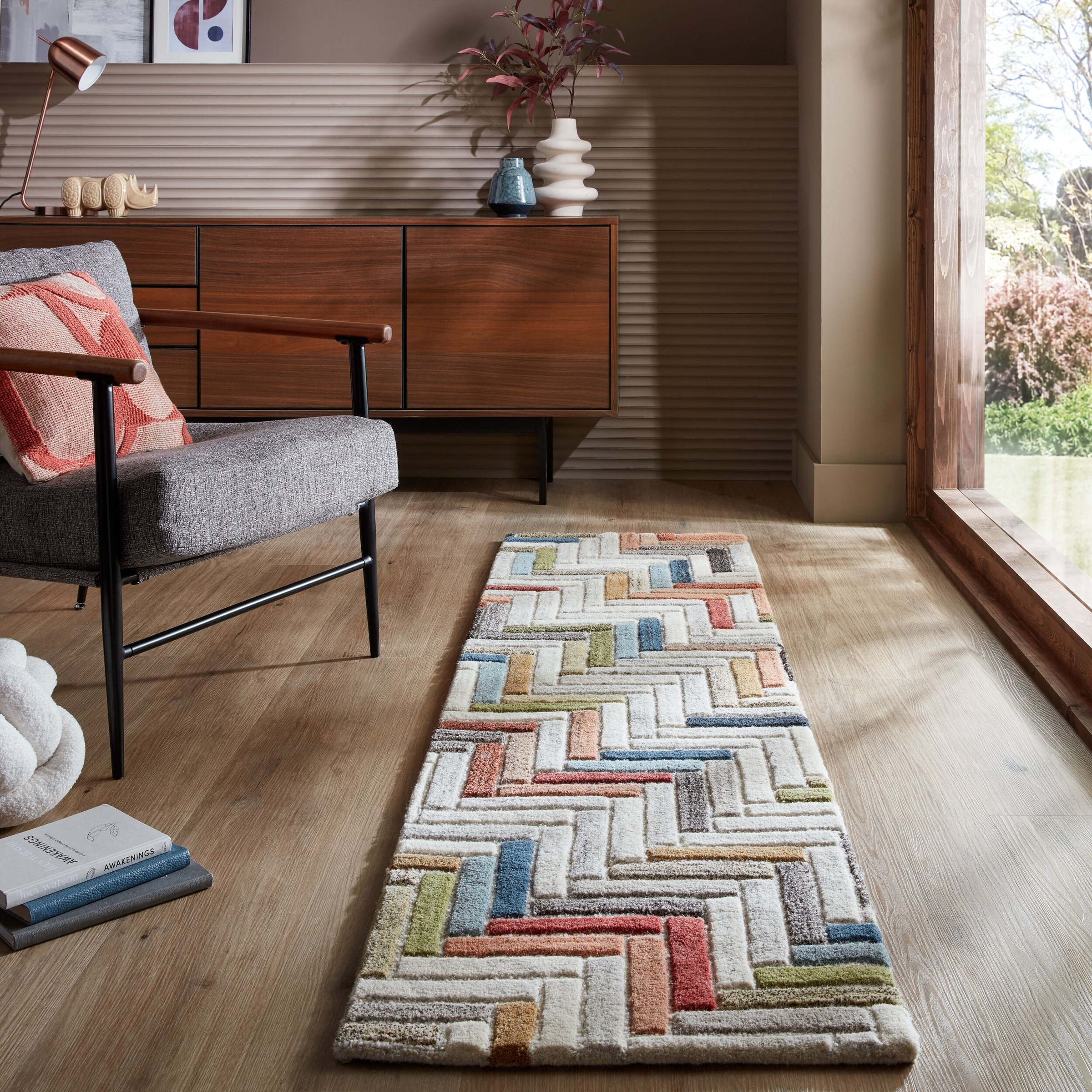 FLAIR RUGS Wollteppich "Russo" rechteckig 10 mm Höhe Geometrischer moderner günstig online kaufen