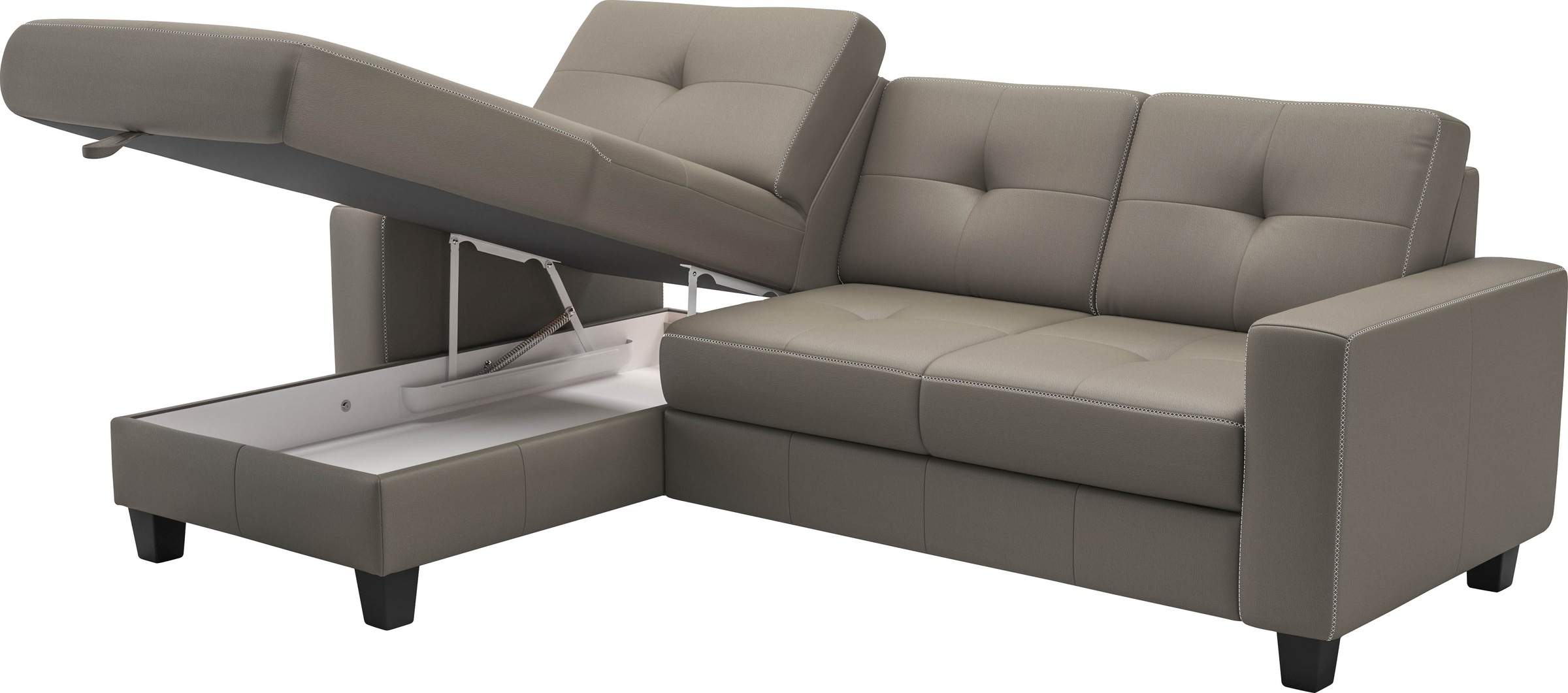 Places of Style Ecksofa »Varese«, wahlweise mit Bettfunktion und Bettkasten