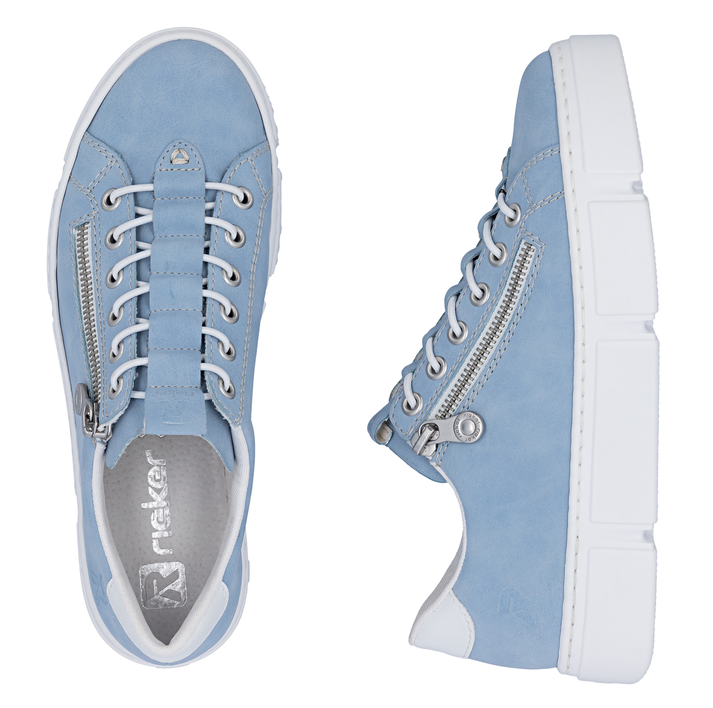 Rieker Slip-On Sneaker  mit Reißverschluss außen, Freizeitschuh, Halbschuh, Schlupfschuh