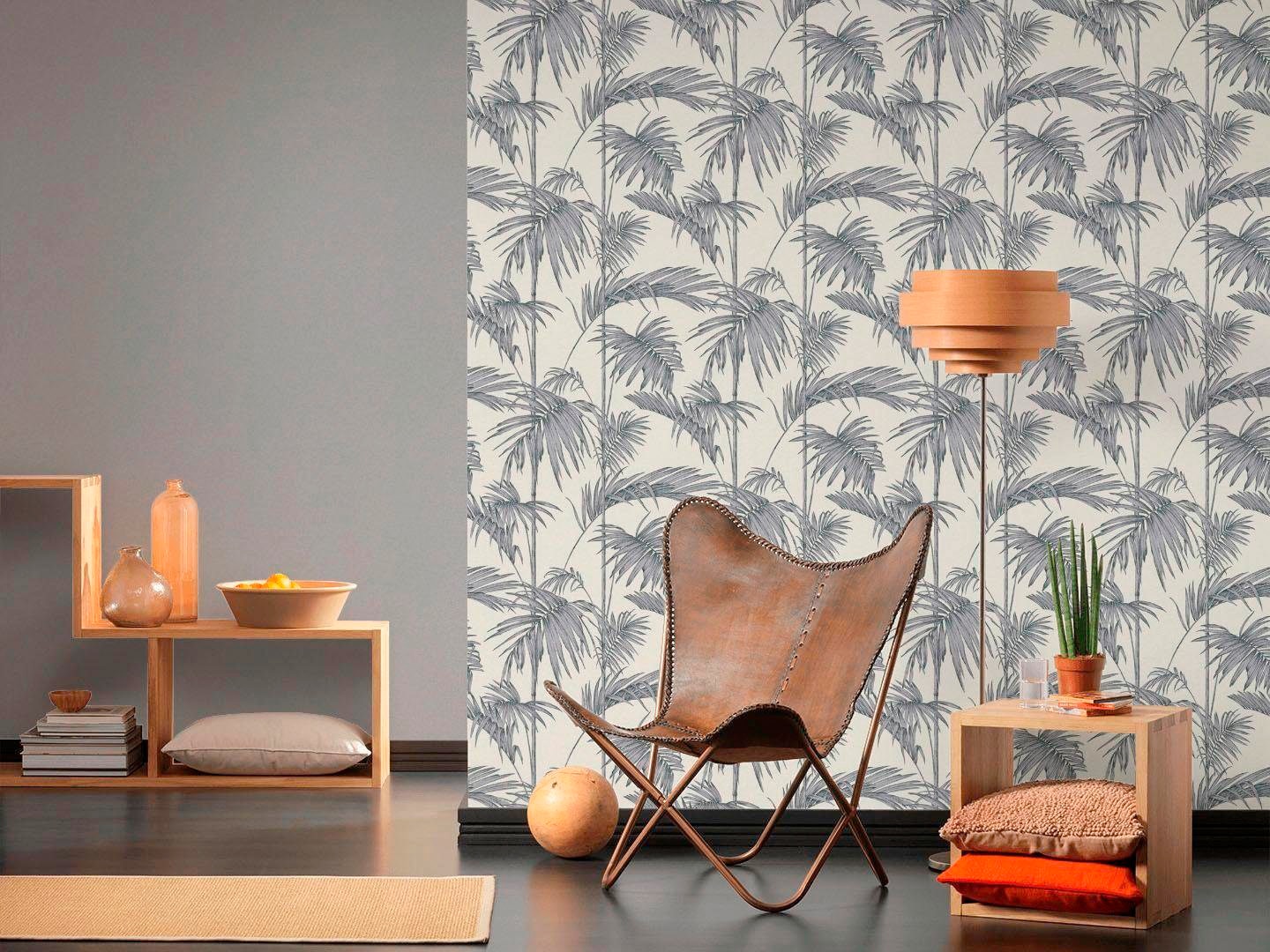 living walls Vliestapete »Metropolitan Stories Lola Paris«, botanisch-tropisch-floral, Floral Tapete Palmen Tapeten Wohnzimmer Schlafzimmer Küche Flur Design
