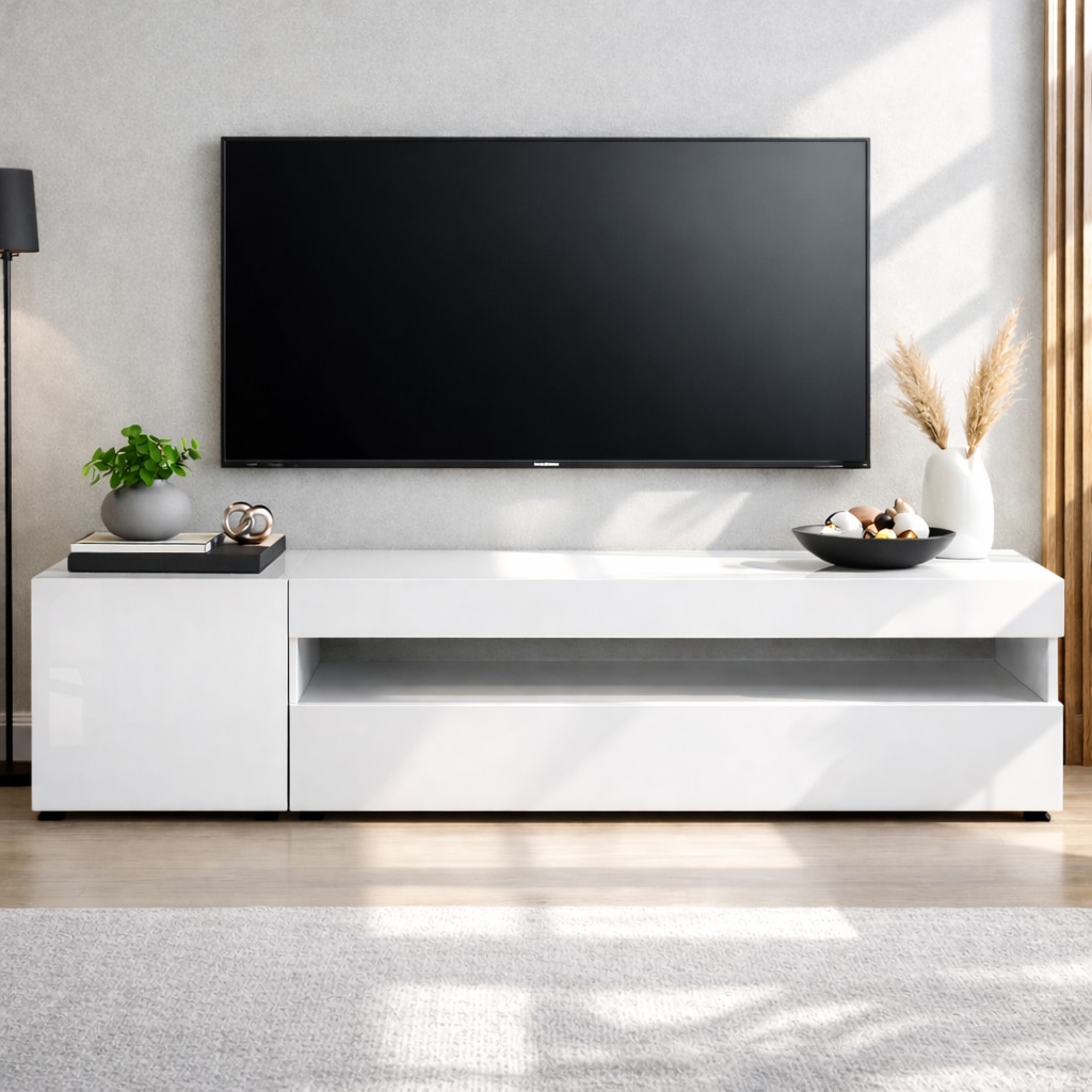 OTTO home Lowboard »LORENZO 1, TV-Board, TV-Kommode, TV-Schrank, TV-Unterschrank, TV-Möbel« Modernes lackiertes Hochglanz TV-Board, grifflos, Breite 155 cm