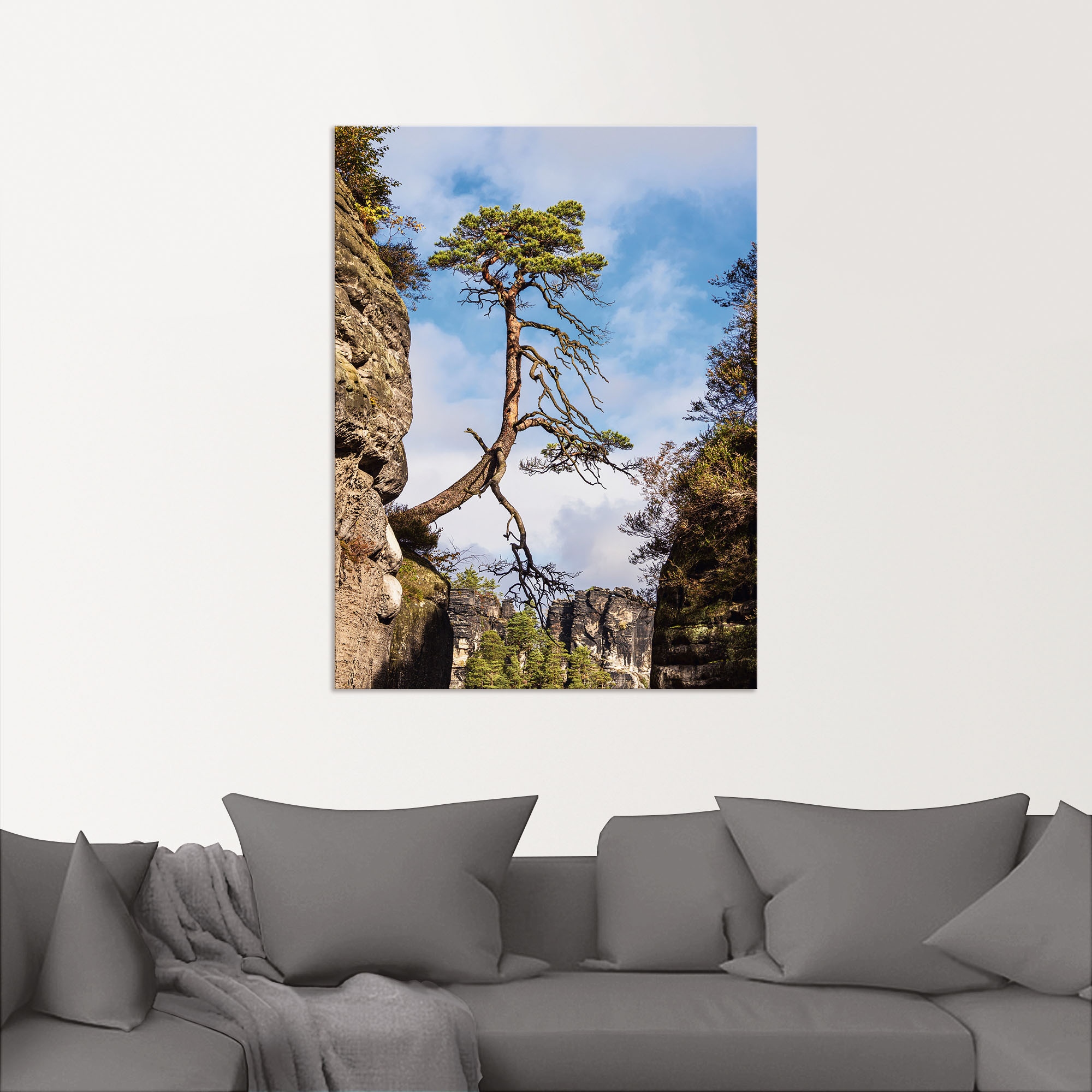 Artland Wandbild »Felsen Bäume in der Sächsische Schweiz«, Berge & Alpenbilder, (1 St.), als Alubild, Leinwandbild, Wandaufkleber oder Poster in versch. Größen