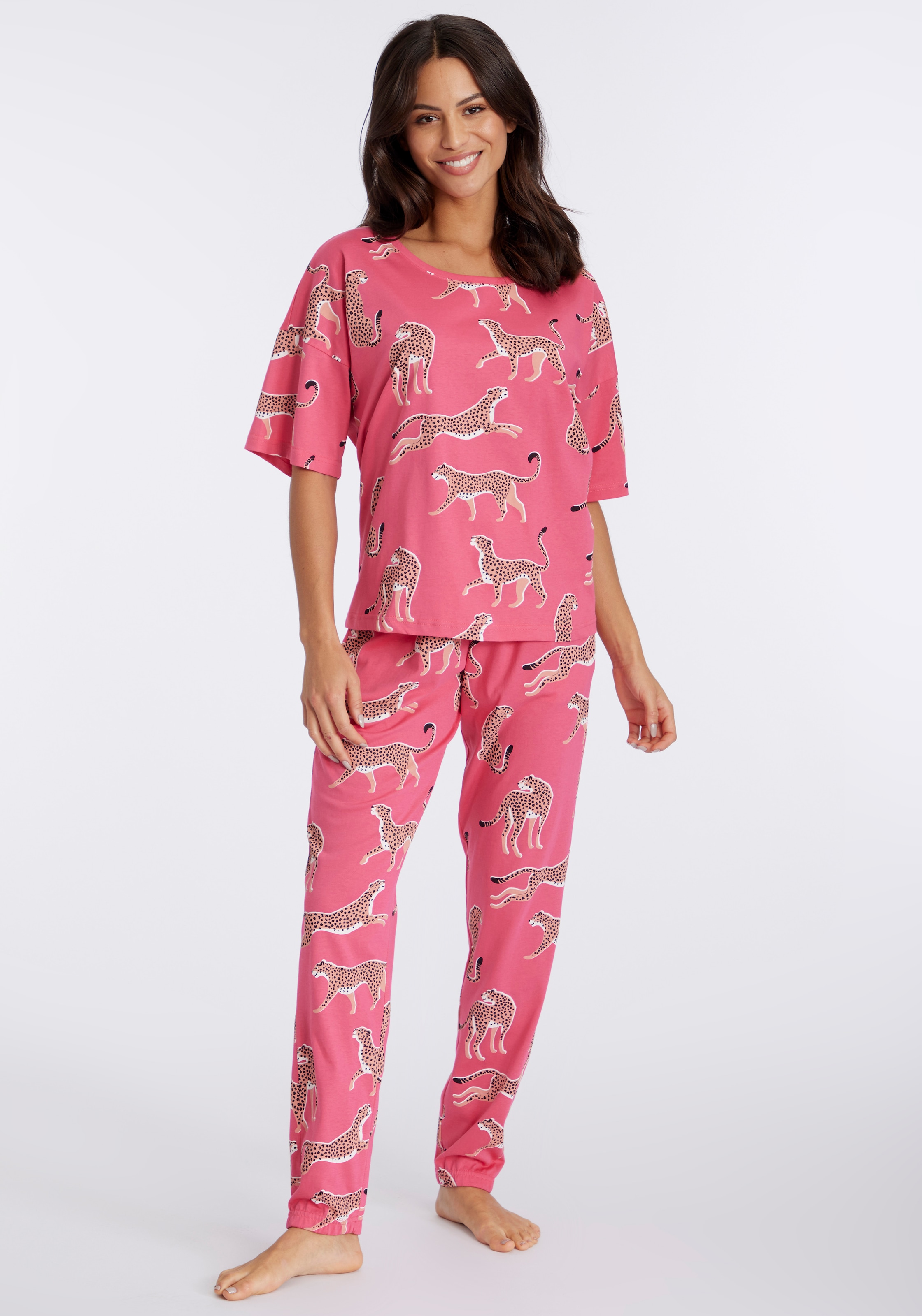 Vivance Dreams Pyjama, (2 tlg.), mt Animal Alloverprint