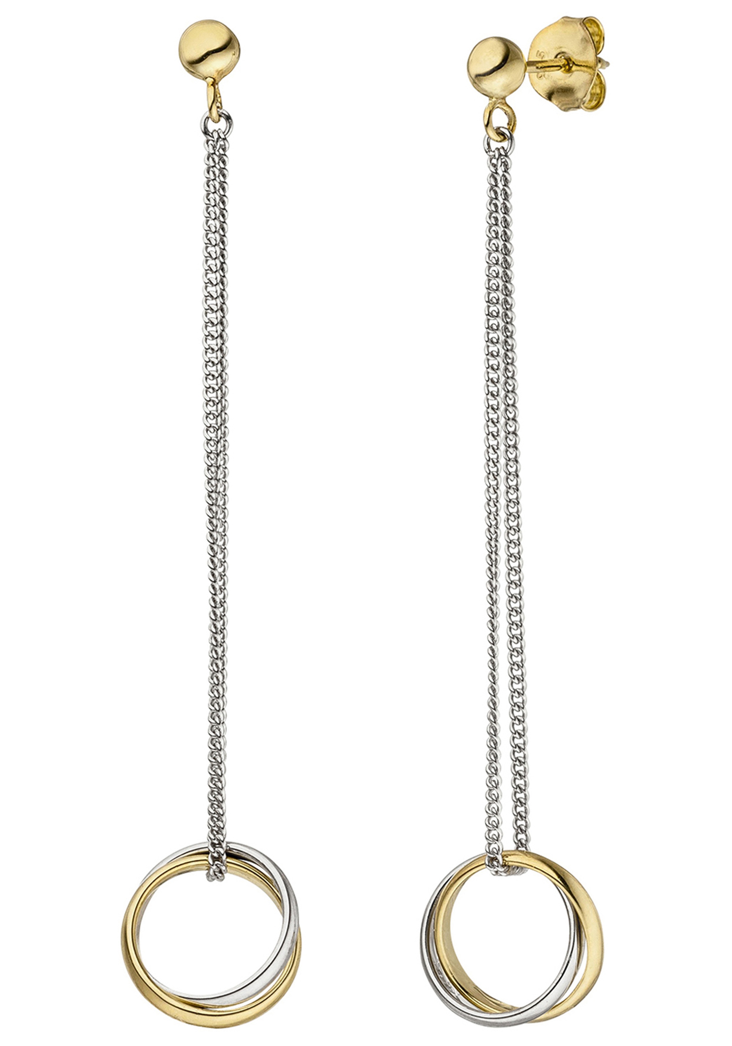 JOBO 66mm Dangle Earrings Yellow Gold Silver