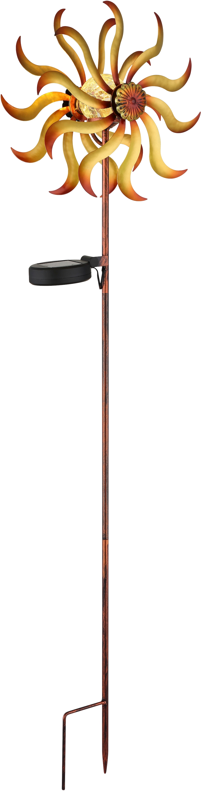 GLOBO LIGHTING LED Solarleuchte »SOLARLEUCHTE METALL GOLDFARBEN PATINIERT, 1XLED« LED-Modul 1 Stk. Warmweiß