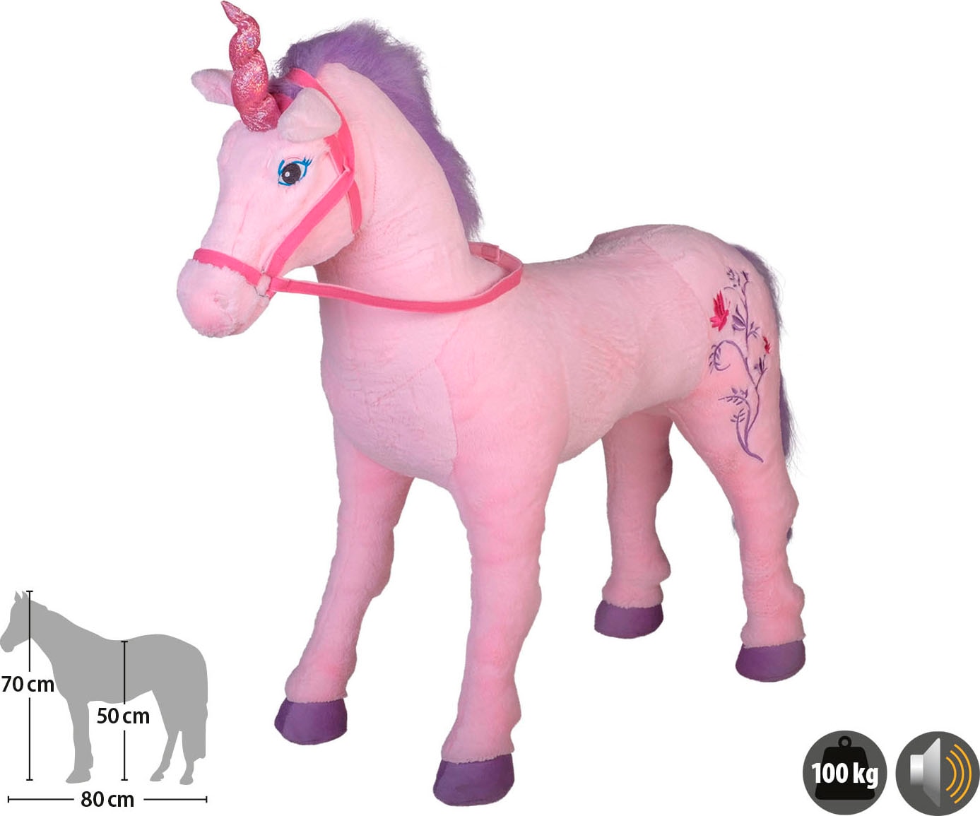 Happy People Stehpferd »Einhorn mit Stickerei«, mit Sound