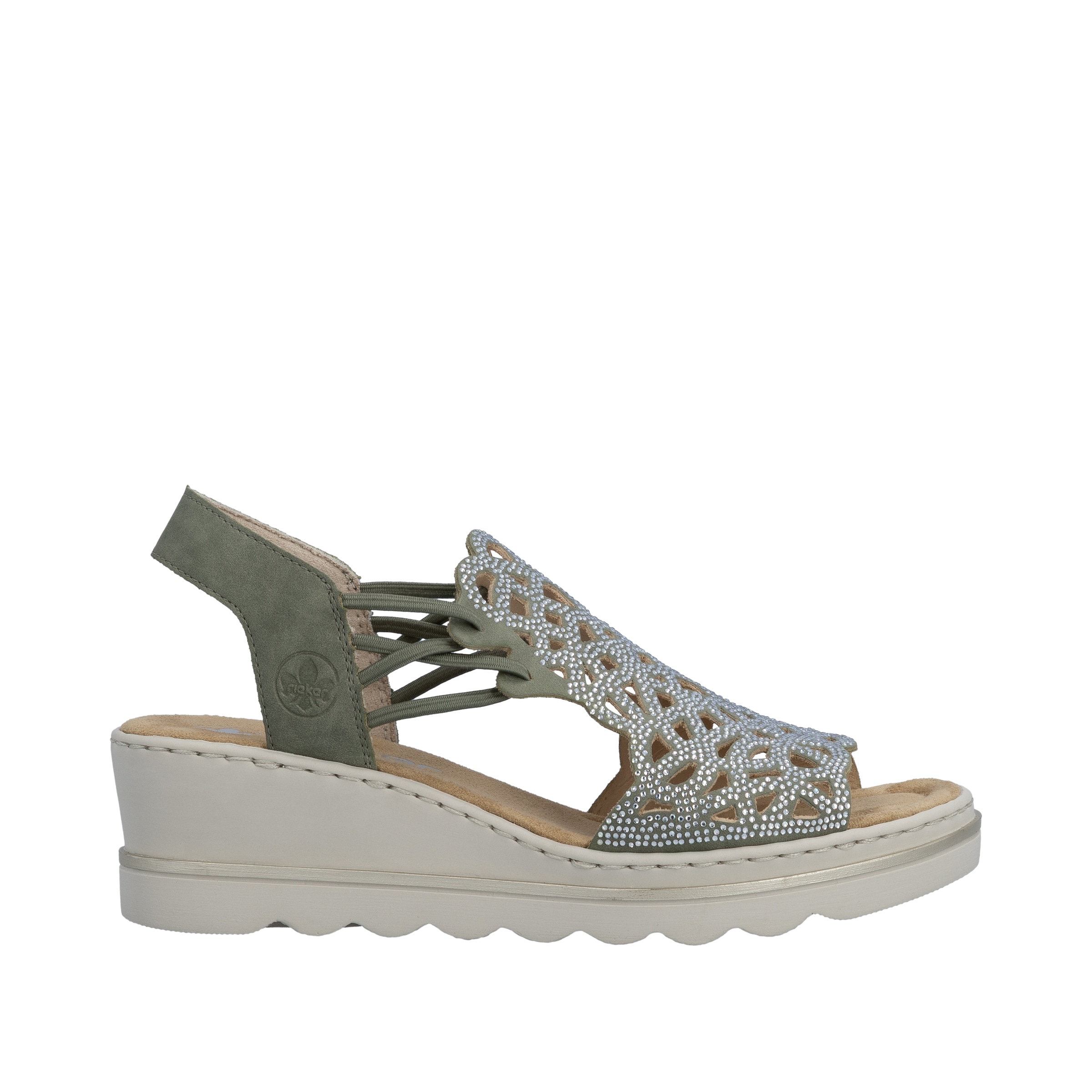Rieker Keilsandalette  Sommerschuh, Plateausandale, Schlupfschuh mit Schmucksteinchen