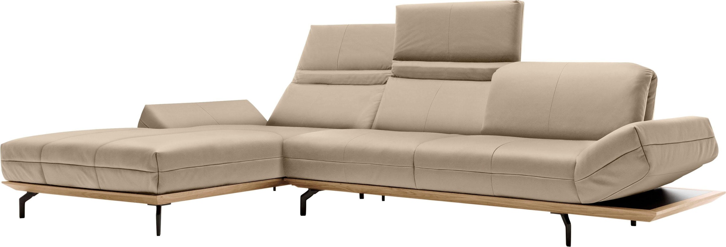 Creation BY ROLF BENZ Ecksofa »CR.420, Designecksofa, L-Form«, in 2 Qualitäten, Holzrahmen in Eiche Natur oder Nußbaum, Breite 313 cm