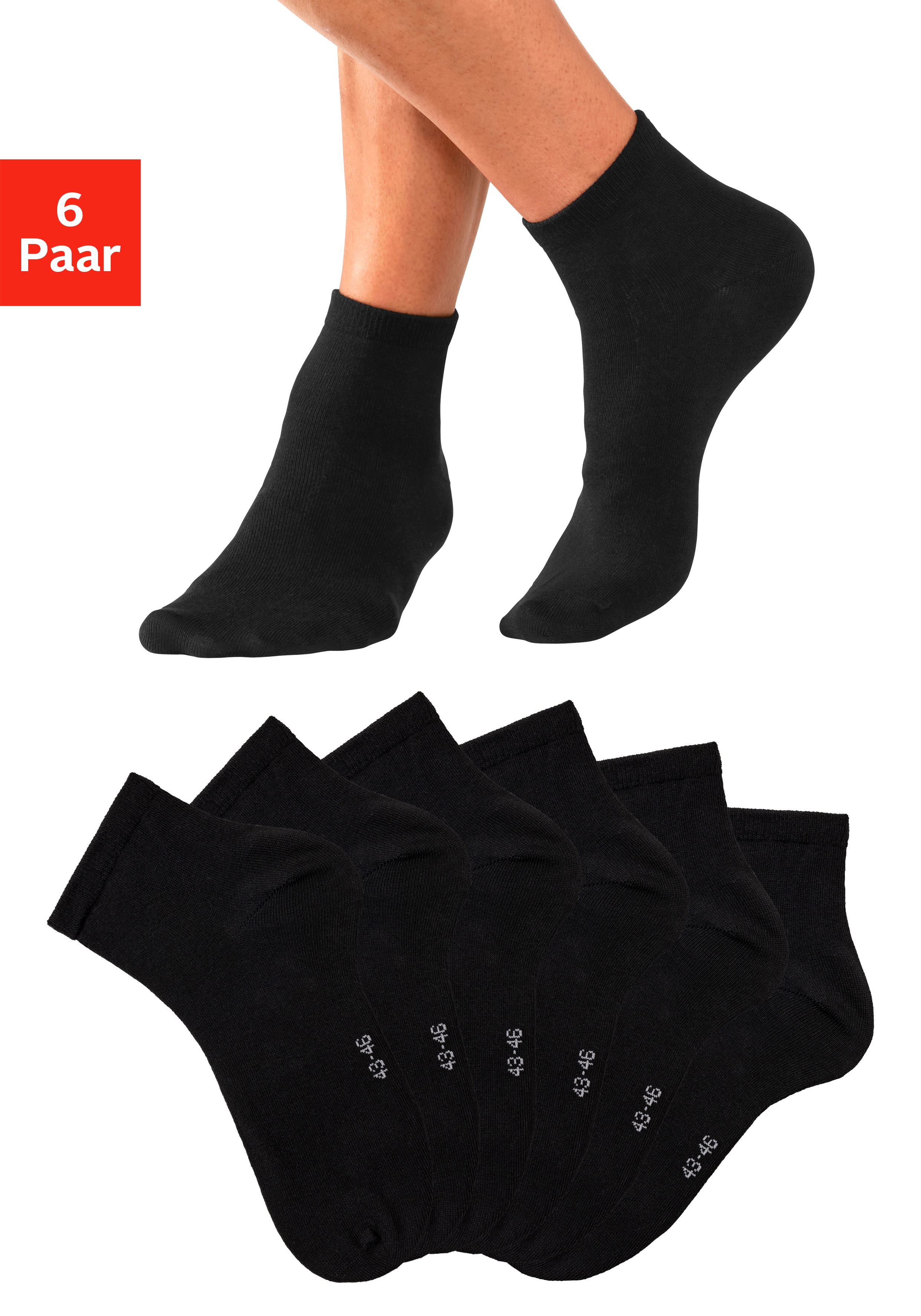 Bench. Kurzsocken "Herren Sportsocken, Laufsocken Atmungsaktive Baumwolle" Packung, 6 Stk. tlg. mit eingestricktem Markenlogo im Bündchen