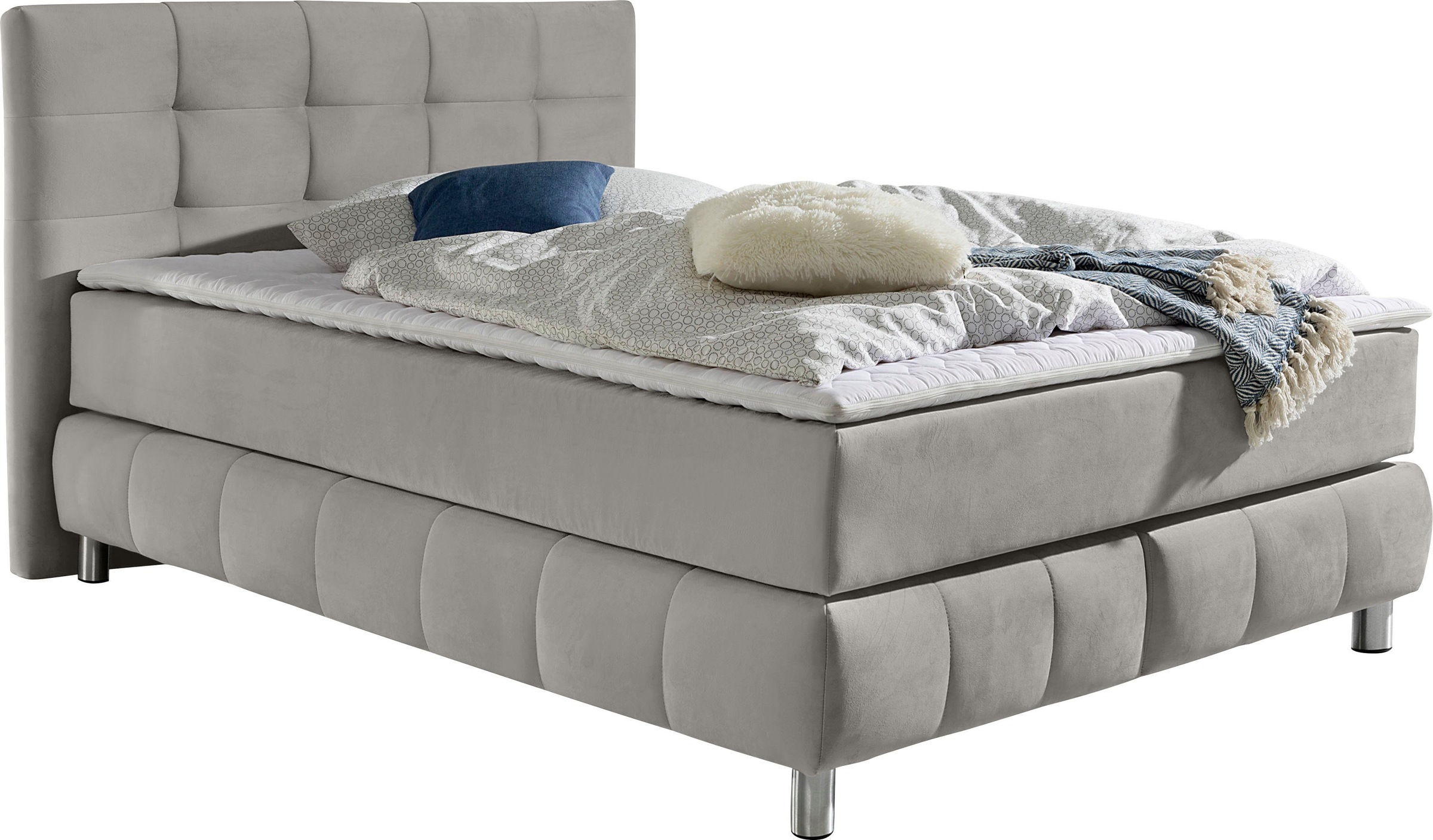 andas Boxspringbett »Salo XXL«, in Samtoptik oder Struktur, 6 Breiten in Überlänge 220cm, 4 Härtegrade
