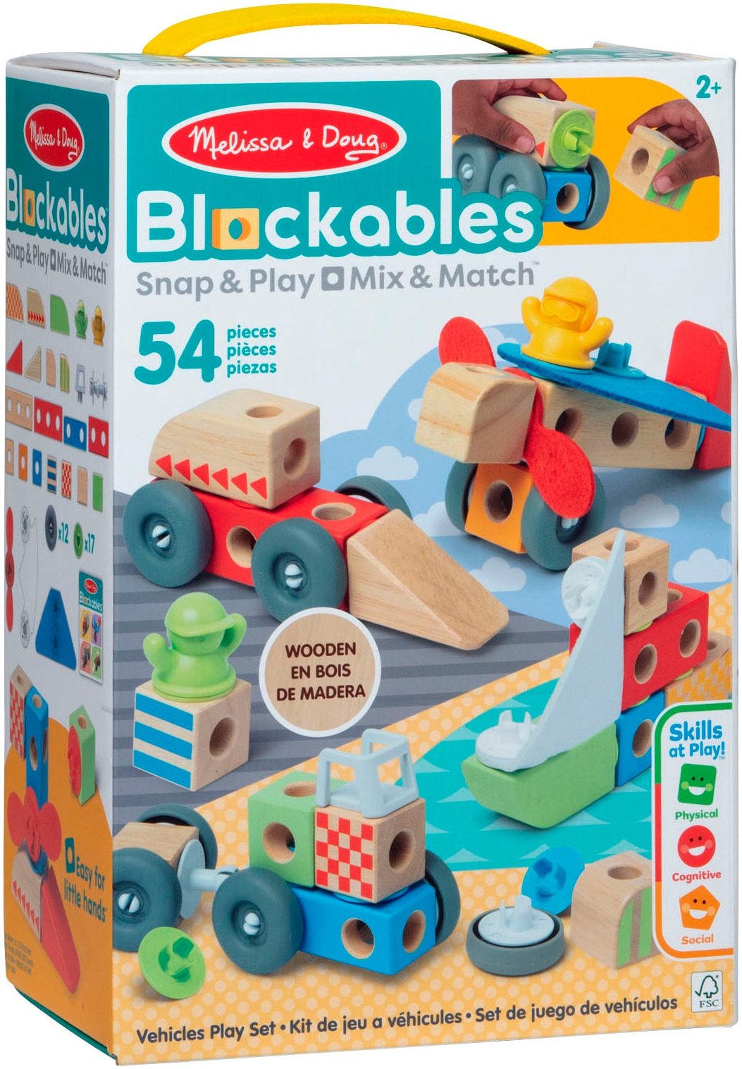 Spin Master Spielbausteine »Melissa & Doug Blockables Fahrzeuge«, (54 St.)