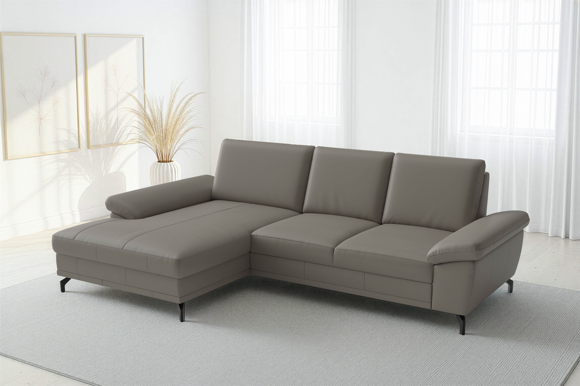 sit&more Ecksofa "Chelsea L-Form, B: 264 cm, Leder, inkl. Sitztiefen-&Armteilverstellung" optional mit Schlaffunktion und Bettkasten