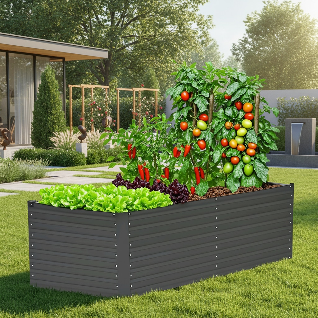KONIFERA Hochbeet ""Emmy", bodenloses Gartenbeet aus verzinktem Stahl" mit Verstrebungen für mehr Stabilität, in zwei Farben