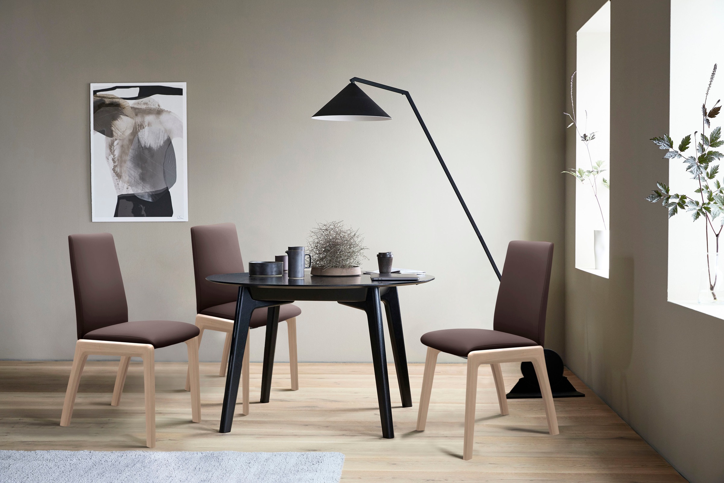 Stressless Polsterstuhl "Laurel" () Low Back, Größe L, mit abgerundeten Beinen in Eiche natur