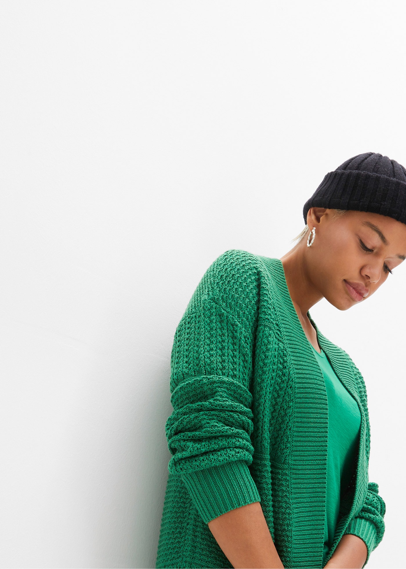 bonprix Longstrickjacke »Longstrickjacke« lockere Passform, mit Strickmuster, casual Stil