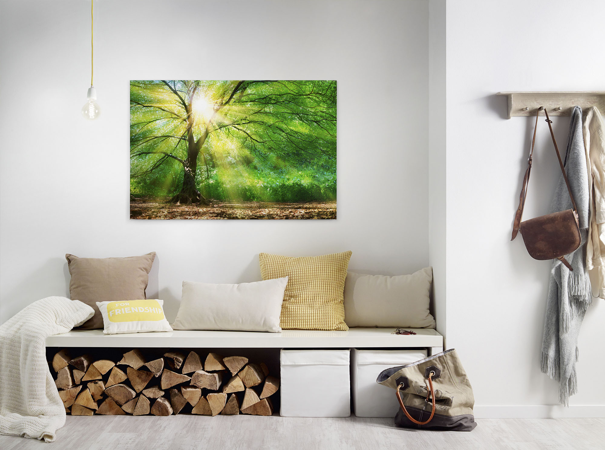 A.S. Création 1100000002199 "Forest Light" Kunst Wald 1 Stk. tlg. Sonnenlicht Baumkrone Keilrahmen Natur Leinwand-Bild Wohnzimmer modern