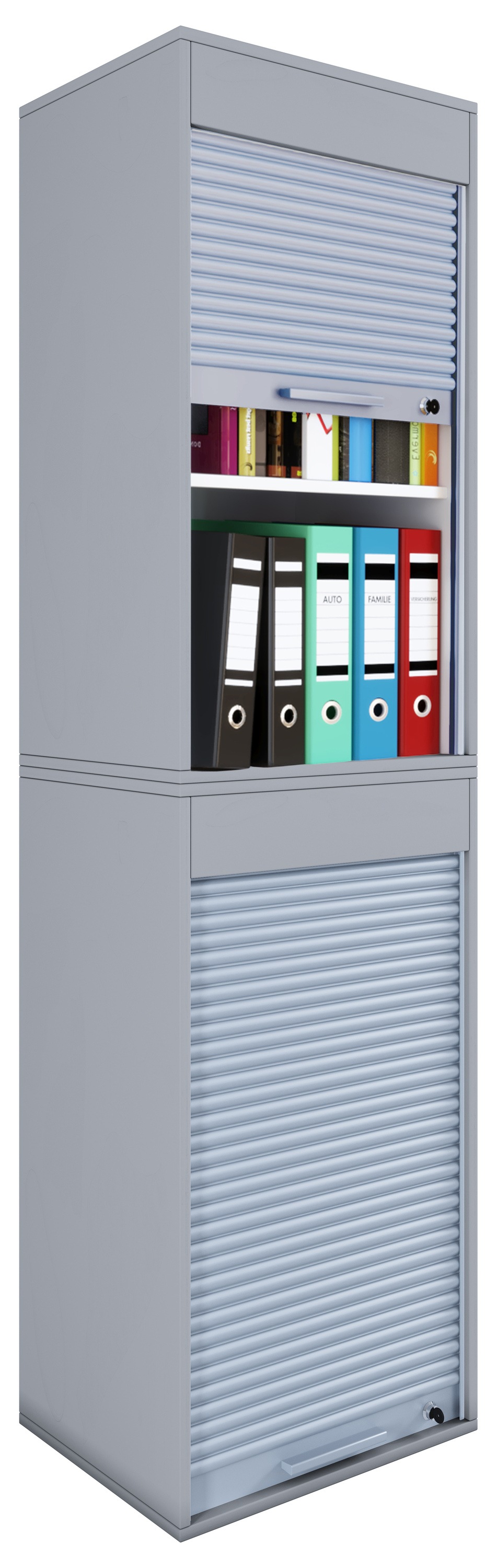 Aktenschrank VCM "Holz Büroschrank Aktenschrank Rollladen Aktos XL", grau, B:50cm T:40cm, Obermaterial: 100% Holz Wood., Schränke - B/H/T: 50cm x 40cm