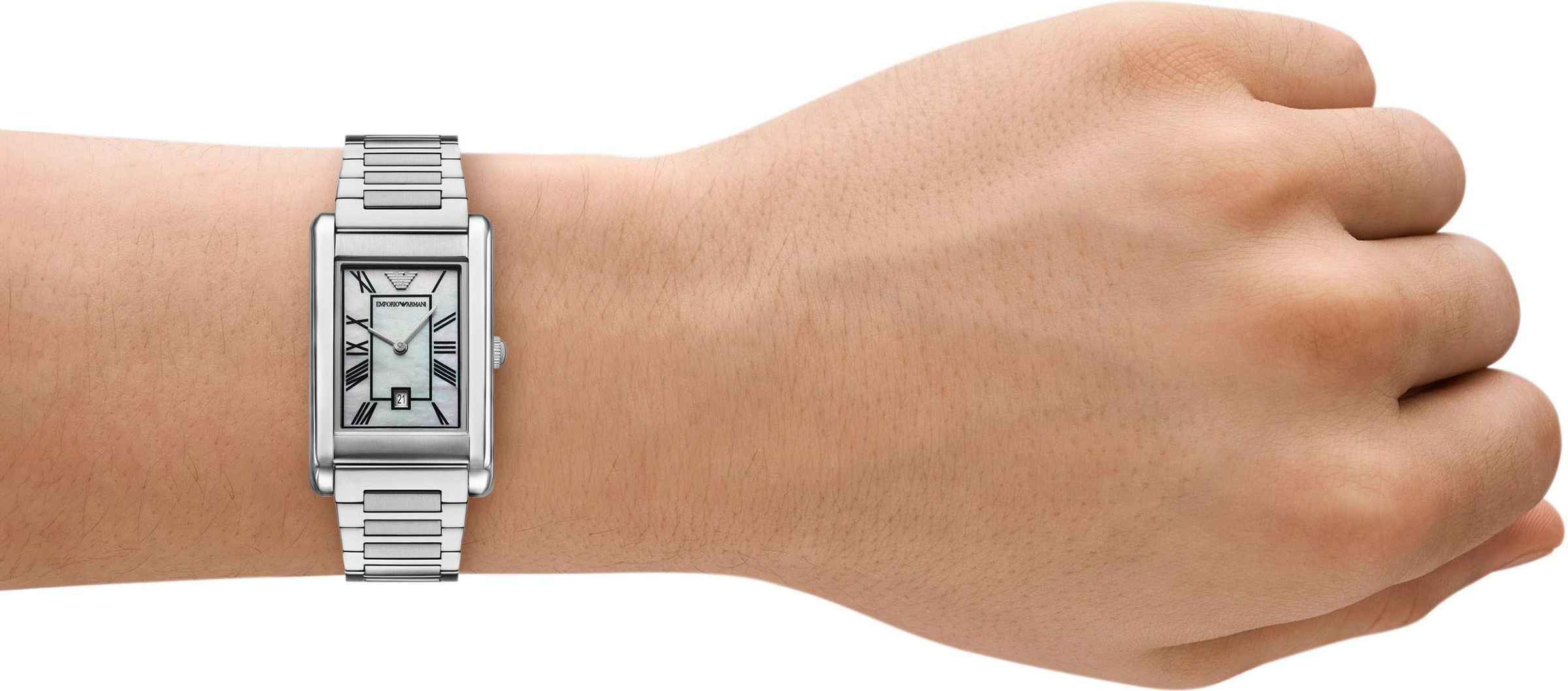 Emporio Armani Quarzuhr, Armbanduhr, Damenuhr, Herrenuhr, Edelstahlarmband, analog, Tag