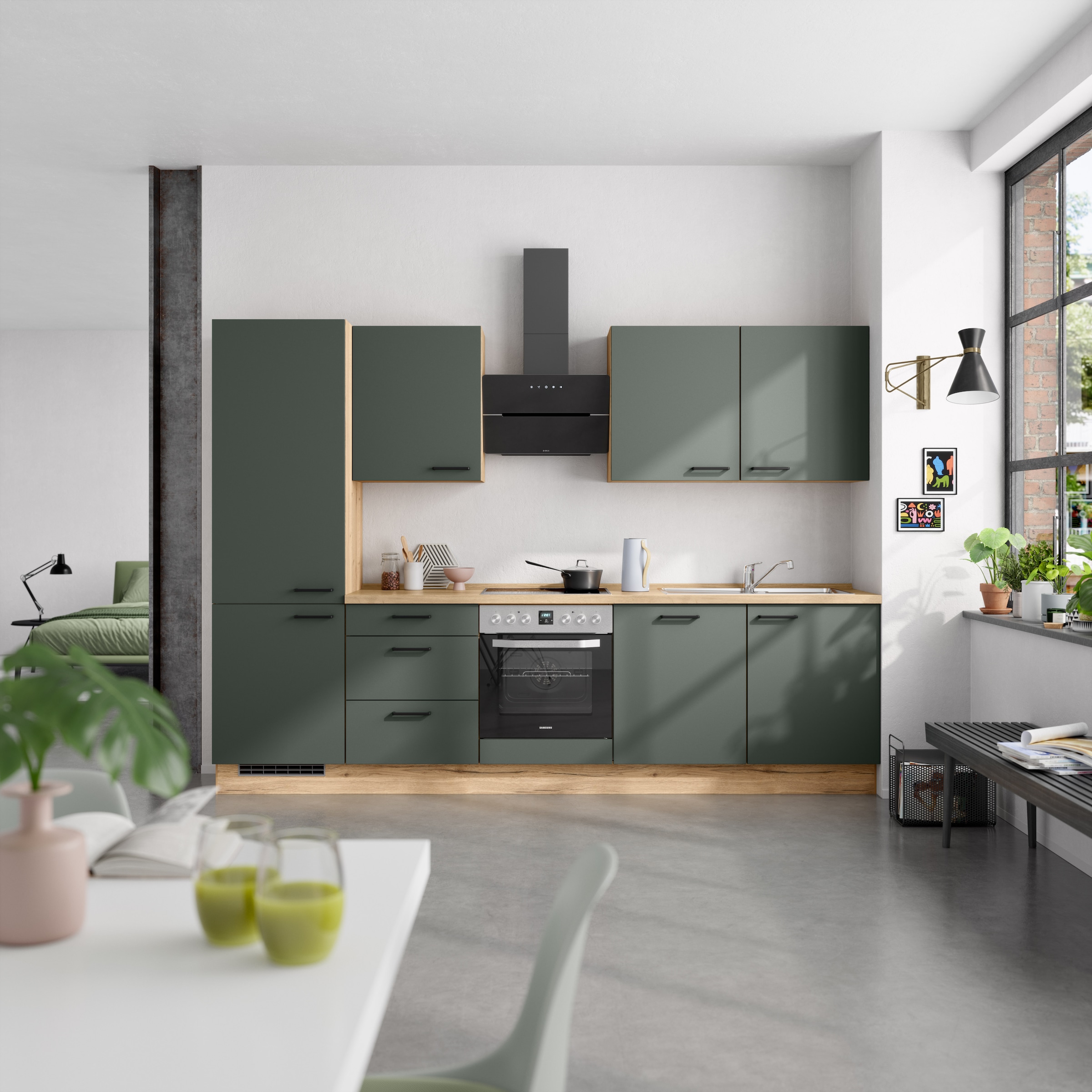 nobilia® Küchenzeile »"Easytouch II"«, vormontiert, Ausrichtung wählbar, Breite 300 cm, wahlw. mit E-Geräten