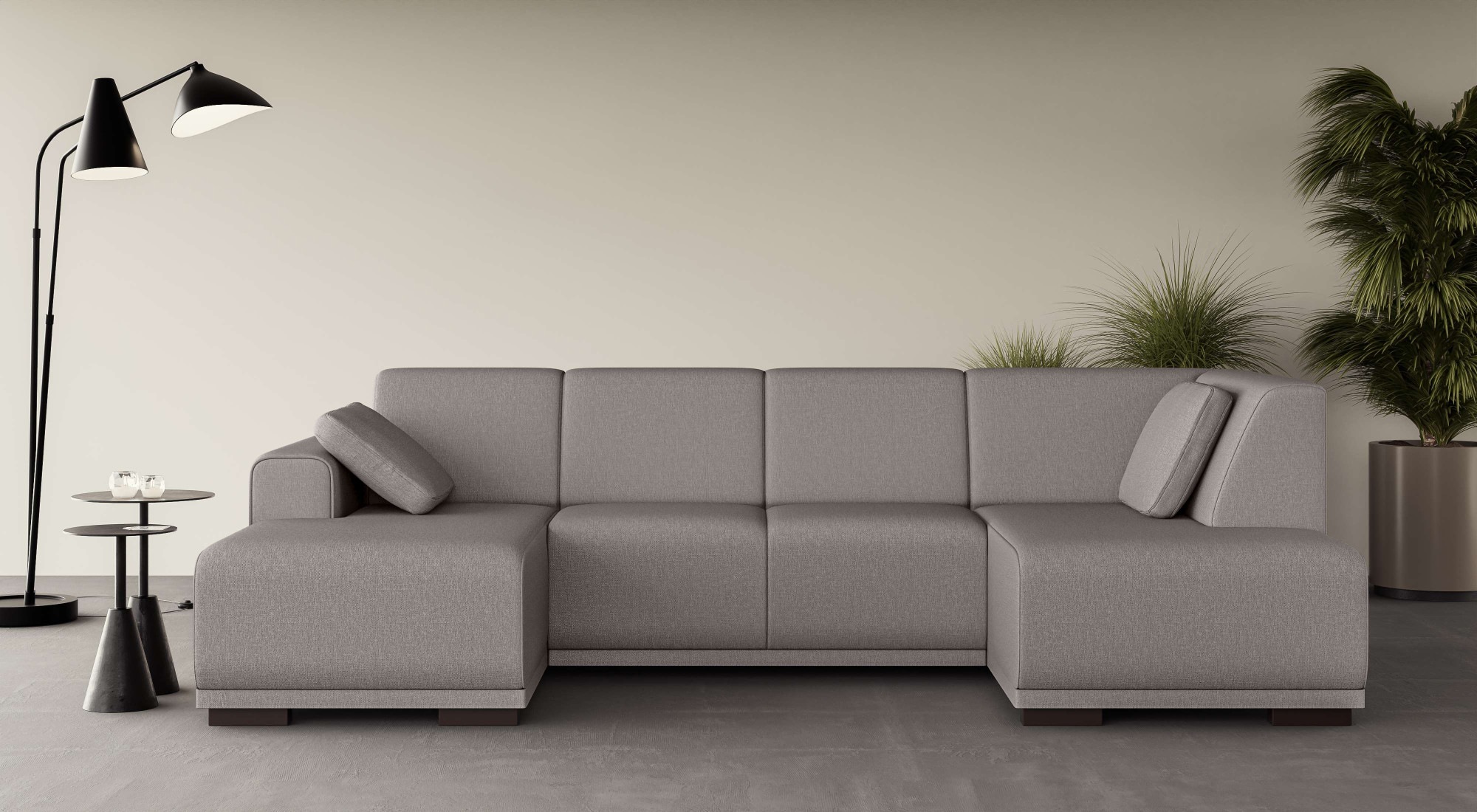 Home affaire Wohnlandschaft »BORNHOLM U-Form mit Recamiere rechts/links, B/T/H: 300/162/85 cm«, U-Form mit Wellenunterfederung, Recamiere rechts oder links bestellbar